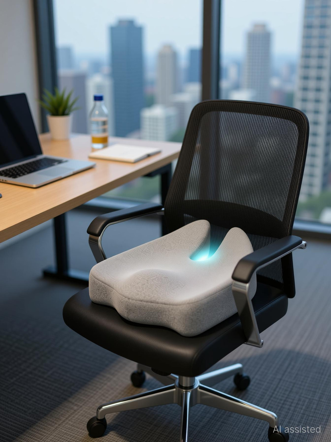 Image of FRIDUP Memory Foam Cushion Pack of 1 Geometric Coccyx Cushion for Hip Support for Office & Home