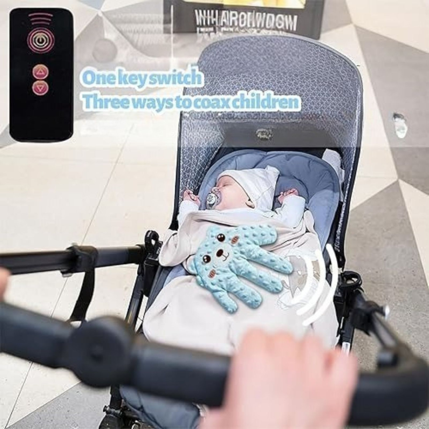 Image of TAARAMA Automatic Patting Baby Soothing Palm Pillow with Remote Control Calming Toy - 25 cm