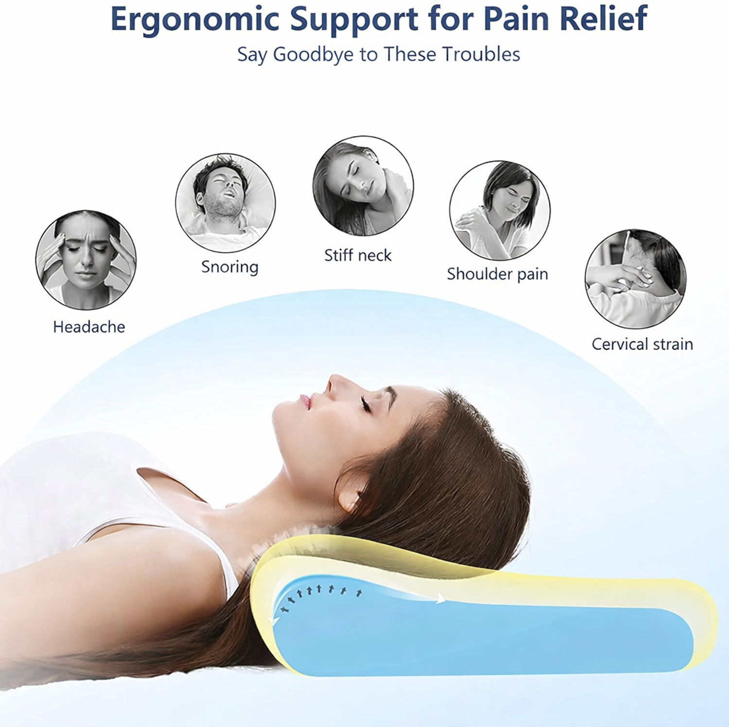 Image of EVAGROW PLUS Memory Foam Orthopaedic Pillow Pack of 1 Geometric ORTHOPEDIC