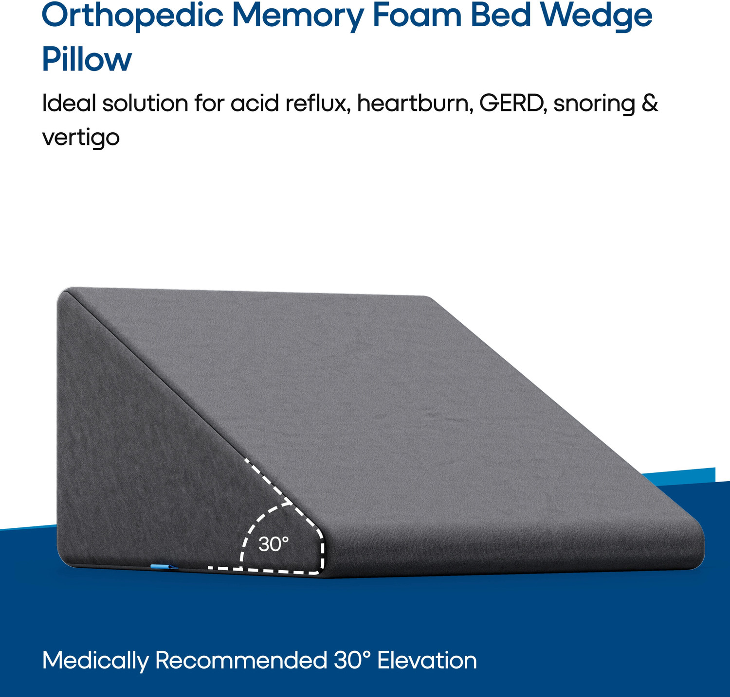 Image of HOSPIKART Memory Foam Orthopaedic Pillow Pack of 1 Solid Memory Foam Bed Wedge Pillow for Back Support, Acid Reflux, Snoring & Back Pain