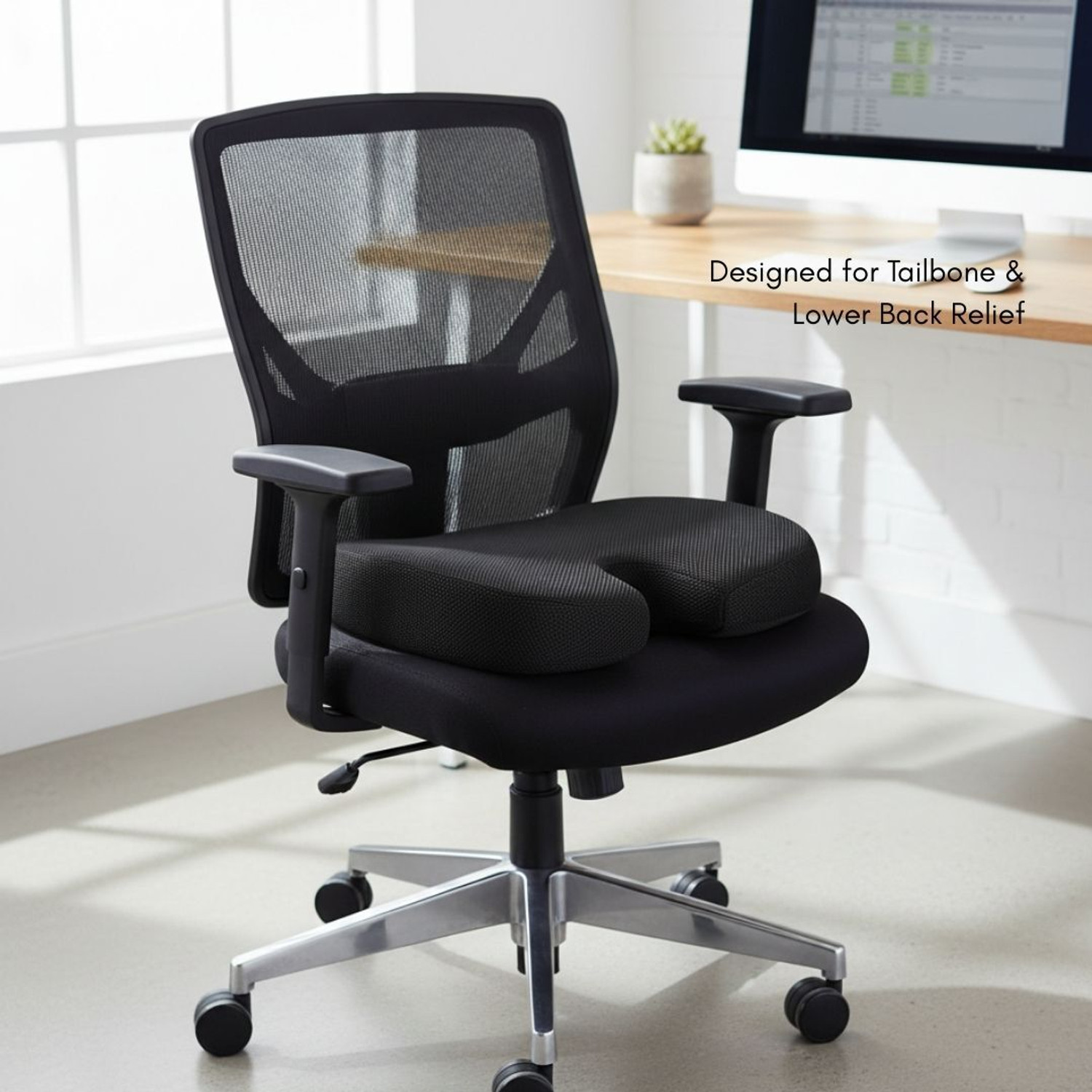 Image of RoomMate Memory Foam Chair Pad Pack of 1 Solid Orthopedic Seat Cushion