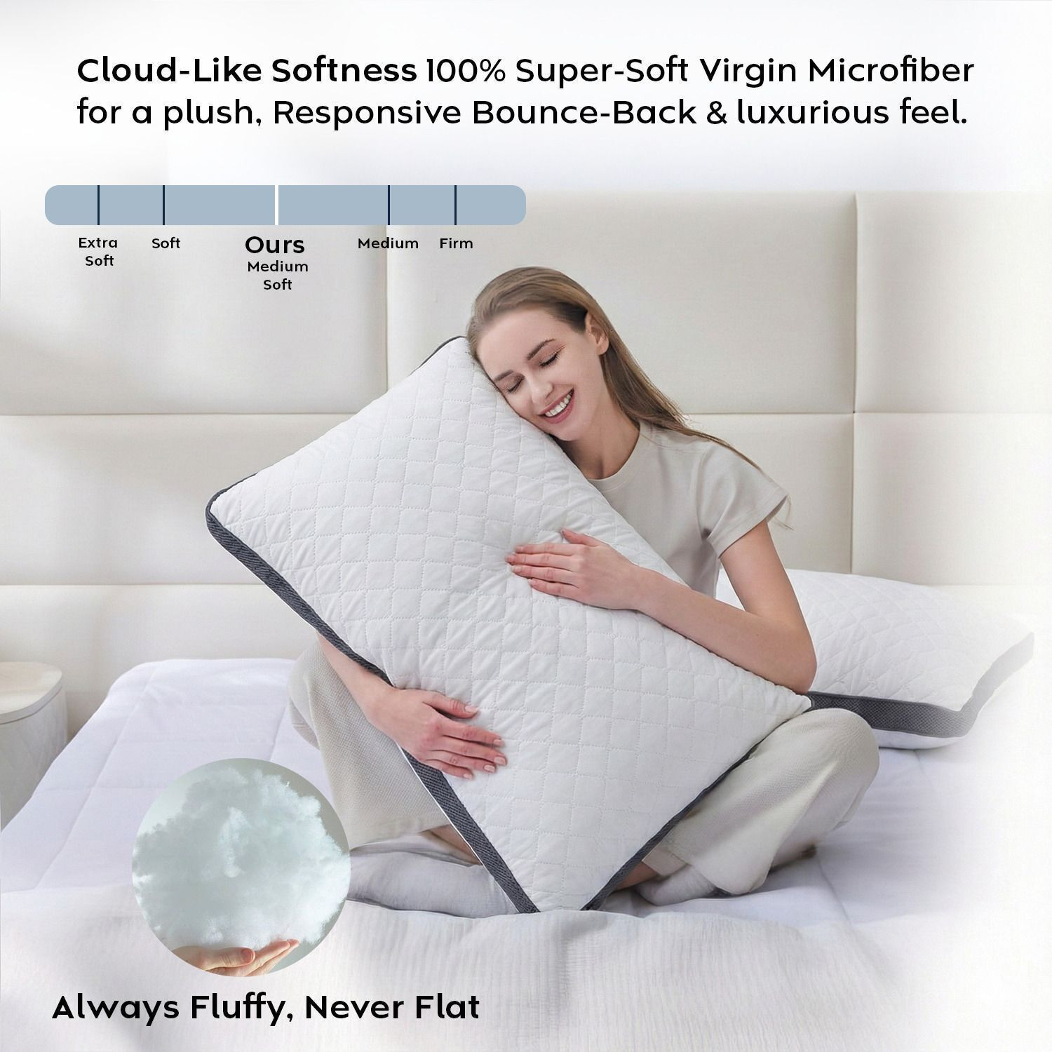 Image of AYKA Microfibre Sleeping Pillow Pack of 4 Solid Soft Microfiber Pillows
