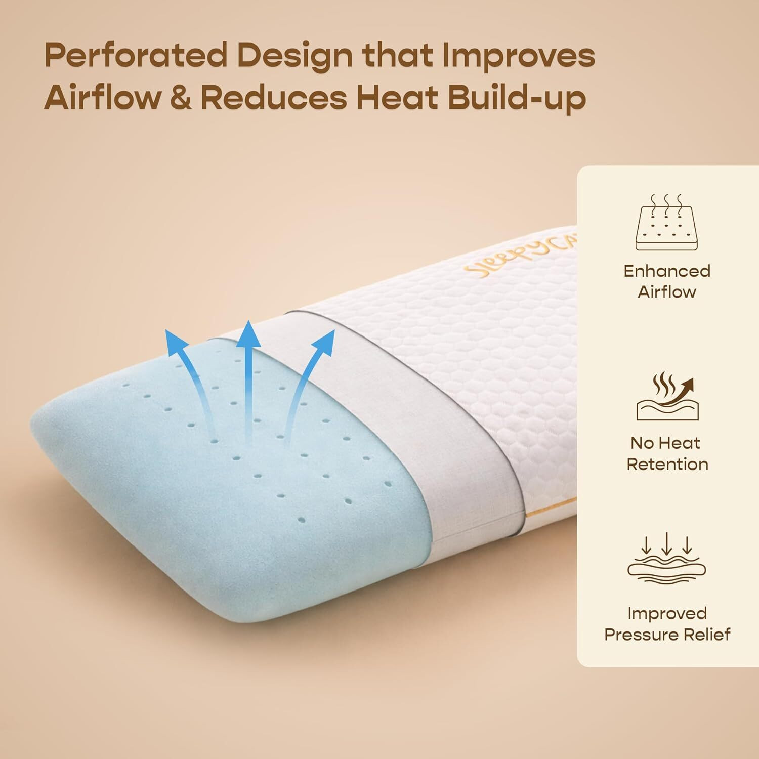 Image of SleepyCat Memory Foam Orthopaedic Pillow Pack of 4 Solid SoftTouch Small (22x14 inches) Bamboo Fabric