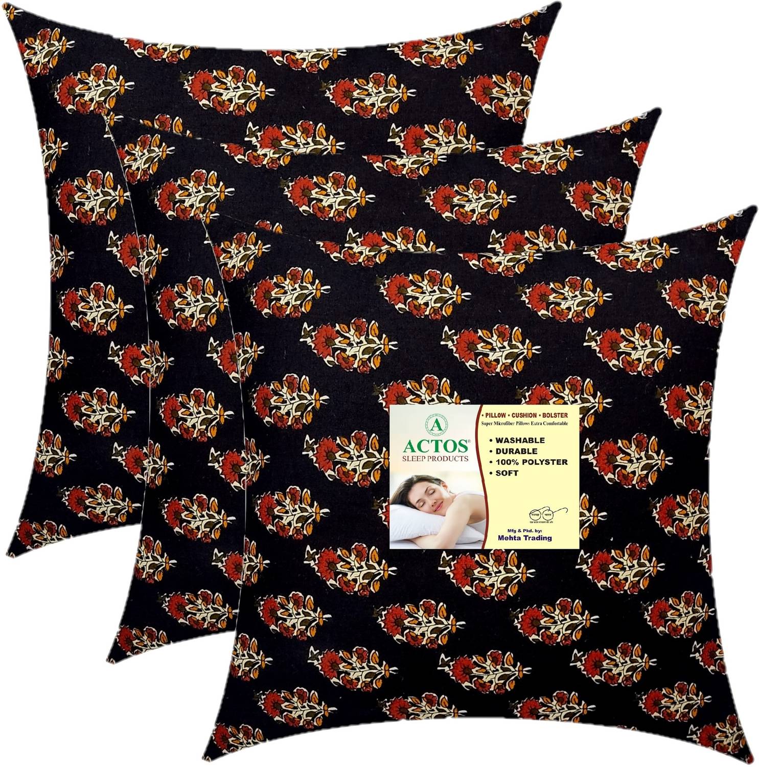 ACTOS Microfibre Cushion Pack of 3 Floral