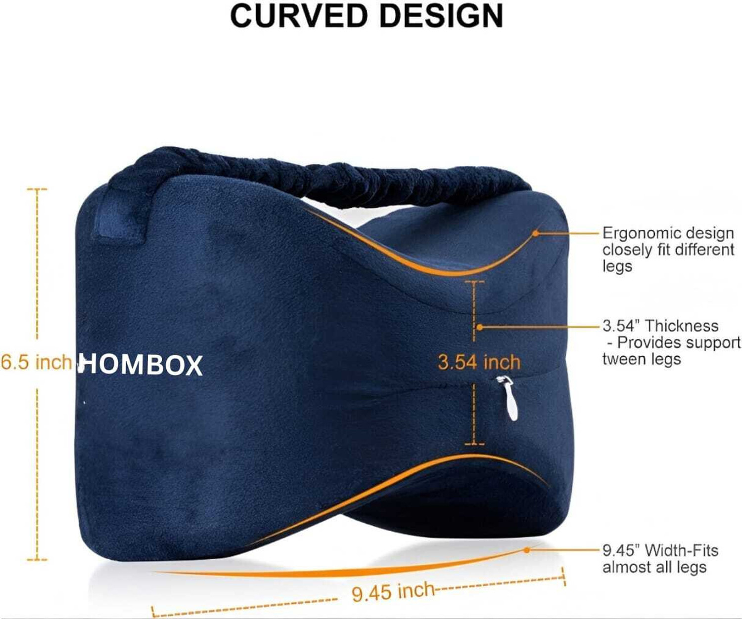 Image of HOMBOX Memory Foam Orthopaedic Pillow Pack of 1 Solid Knee Pillow