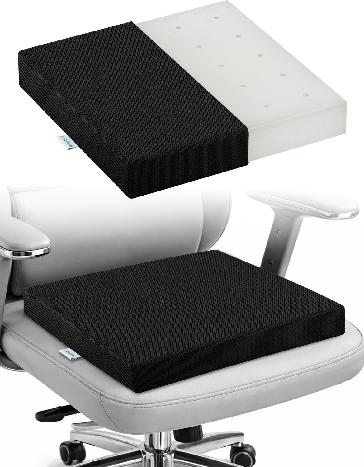 Image of HOSPIKART Foam Cushion Pack of 1 Solid Seat Cushion for Chair - High-Resilience Foam Sitting Pad with Breathable Cover