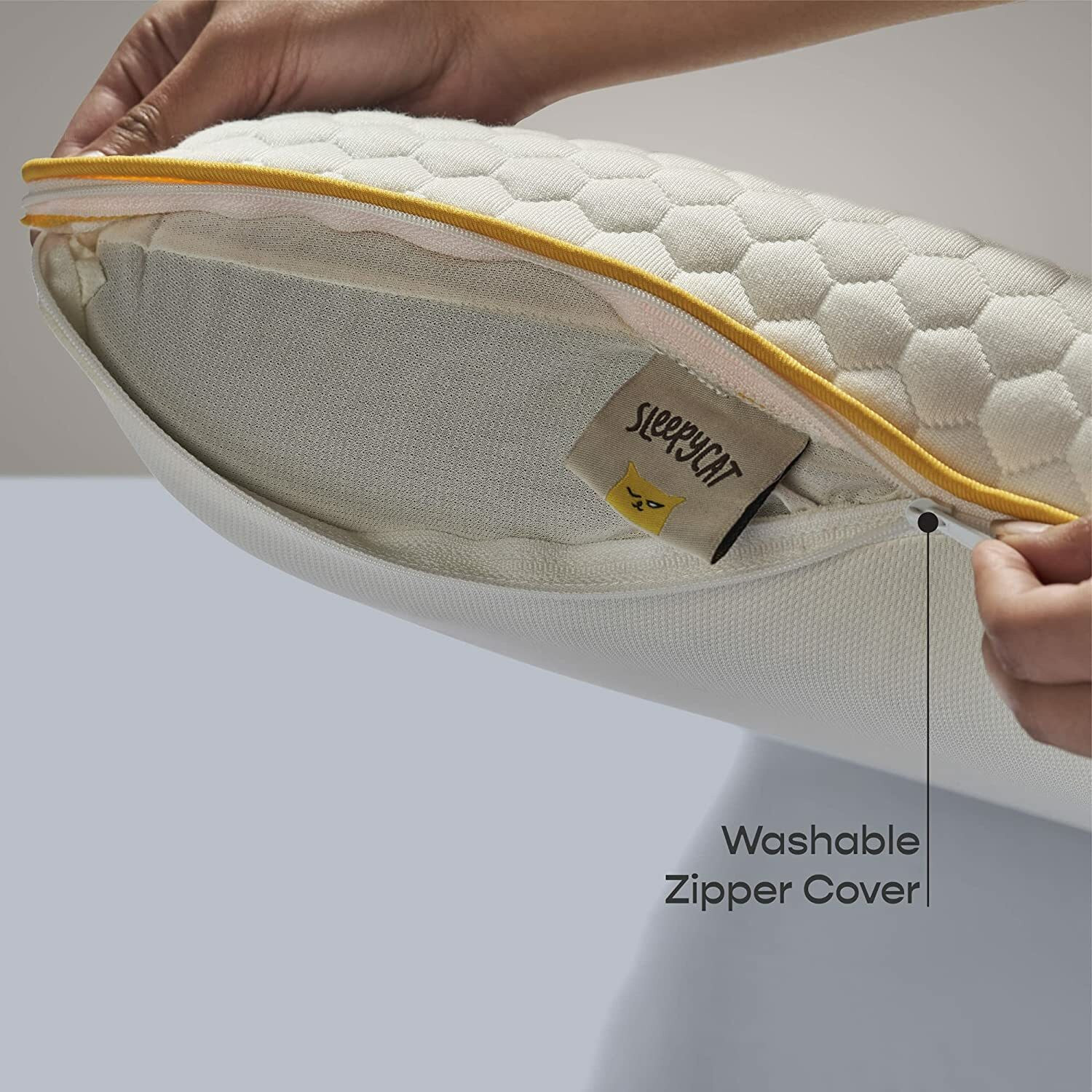 Image of SleepyCat Memory Foam Orthopaedic Pillow Pack of 1 Solid Bamboo Fabric King Size (28x18 inches)