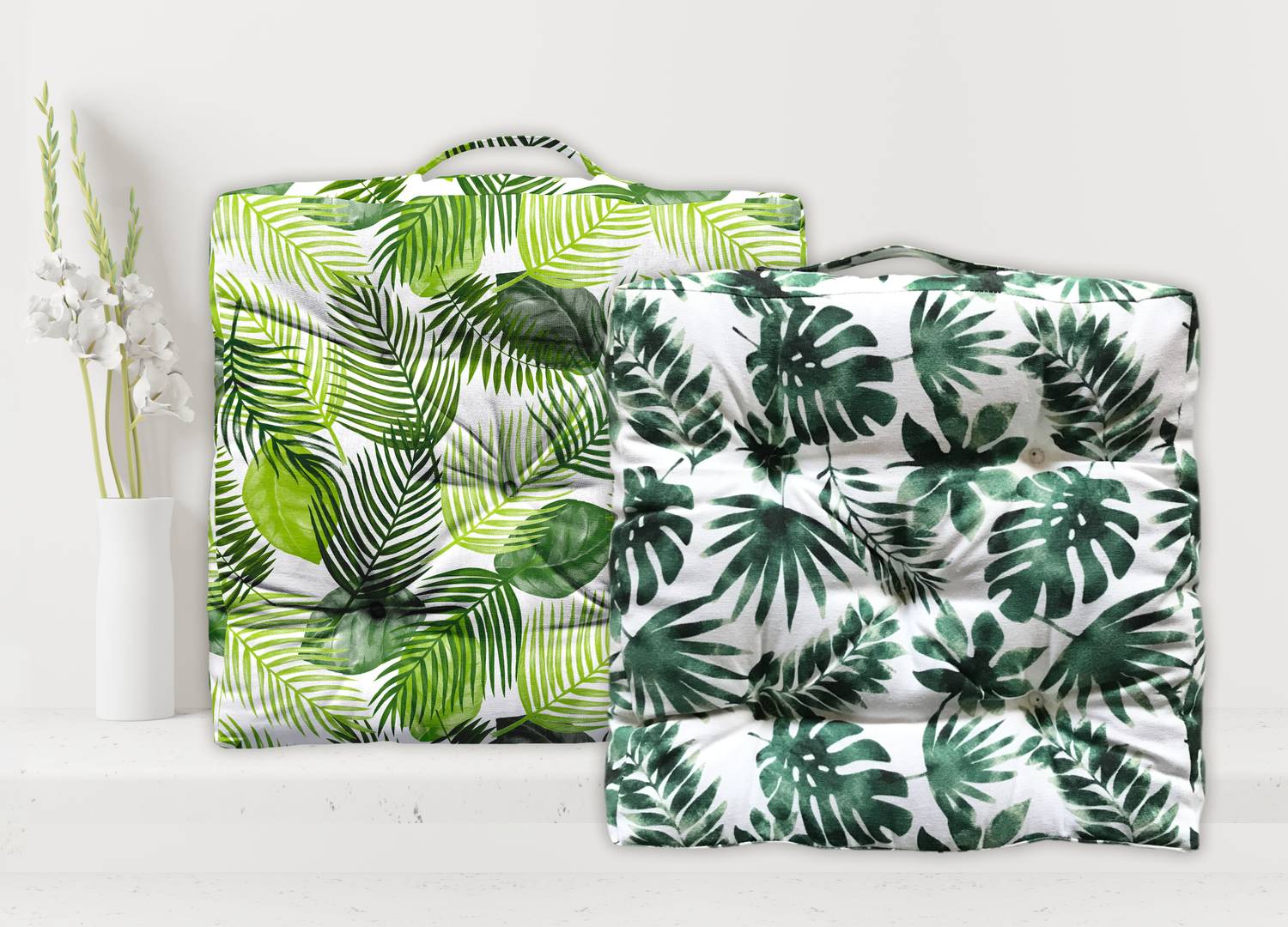 OASIS Cotton Chair Pad Pack of 2 Abstract (Green, Green)