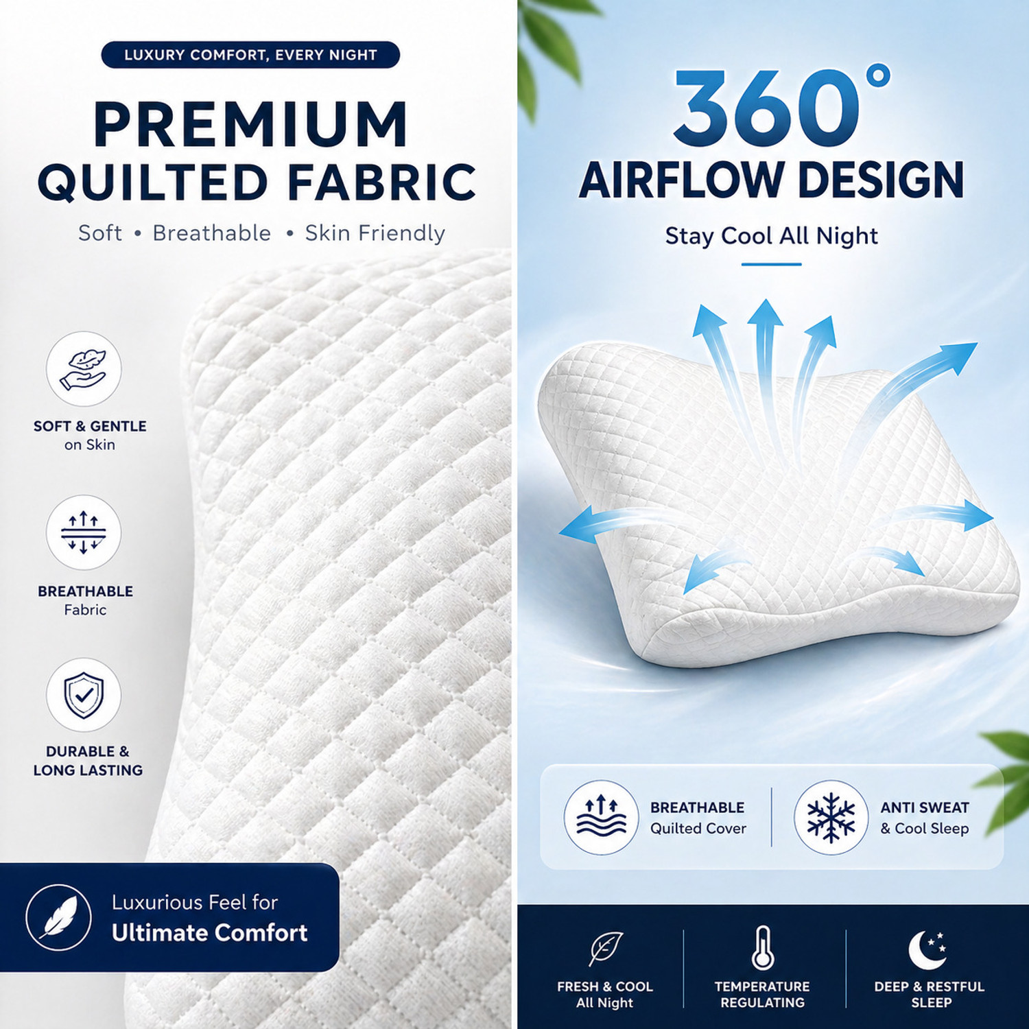 Image of Cervixa Memory Foam Orthopaedic Pillow Pack of 1 Geometric Orthopedic Cervical Memory Foam Pillow