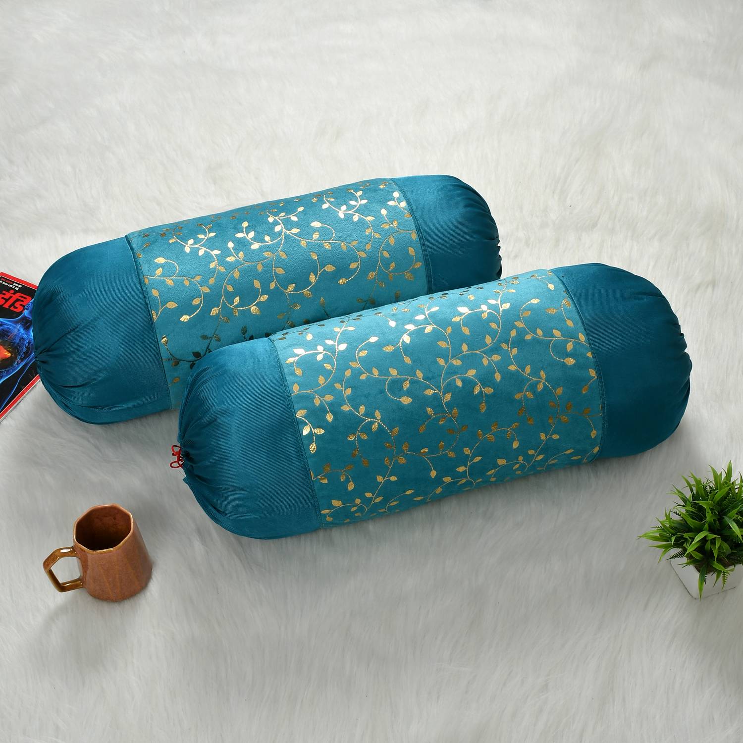 balko Microfibre Bolster Pack of 2 Floral