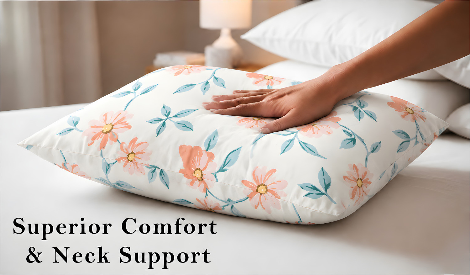 Image of STOMIA Cotton Sleeping Pillow Pack of 4 Floral Premium Pillow Set