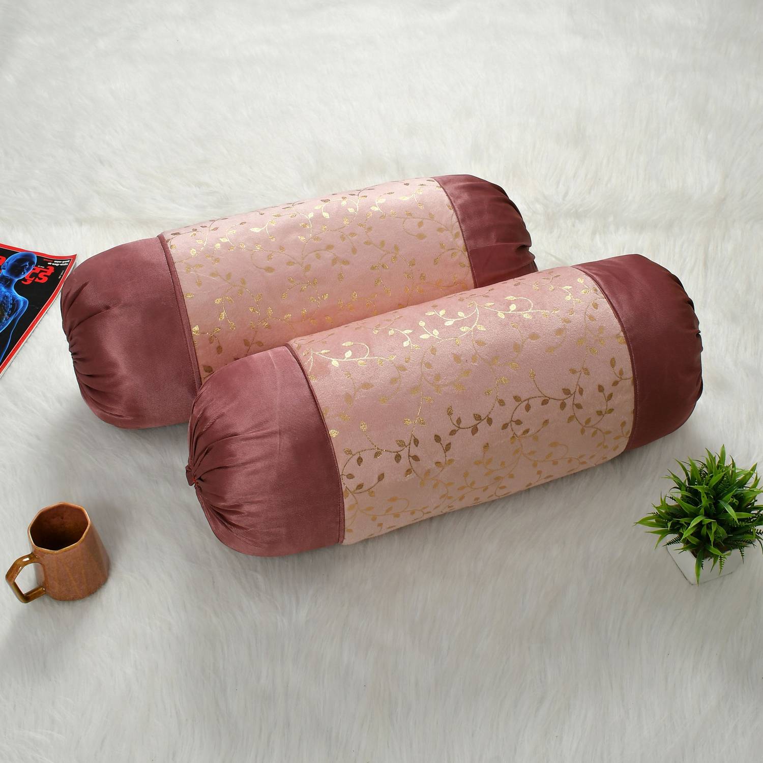 balko Microfibre Bolster Pack of 2 Floral