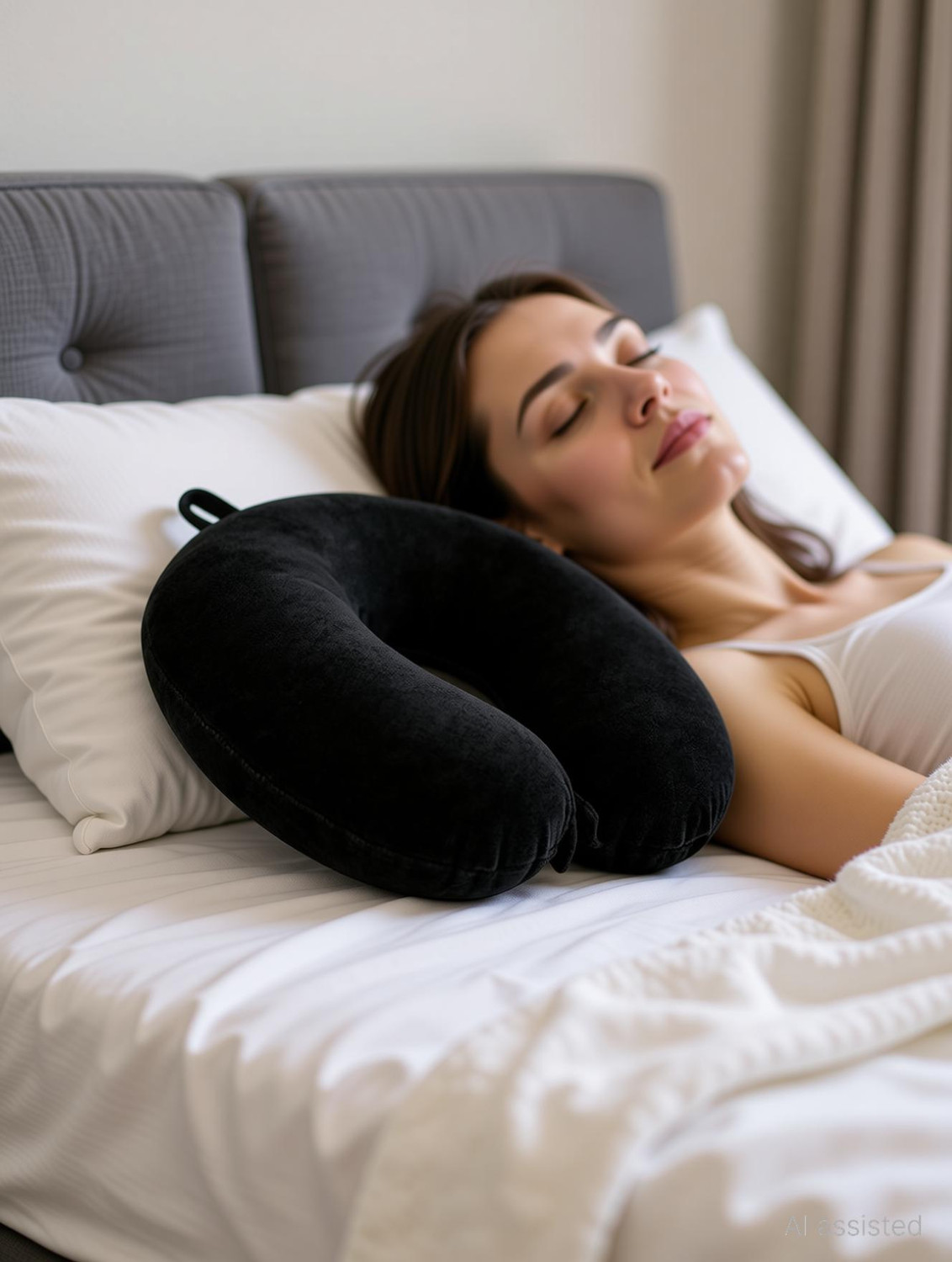 Image of TrendTryst Polyester Fibre Travel Pillow Pack of 1 Nature Fashion