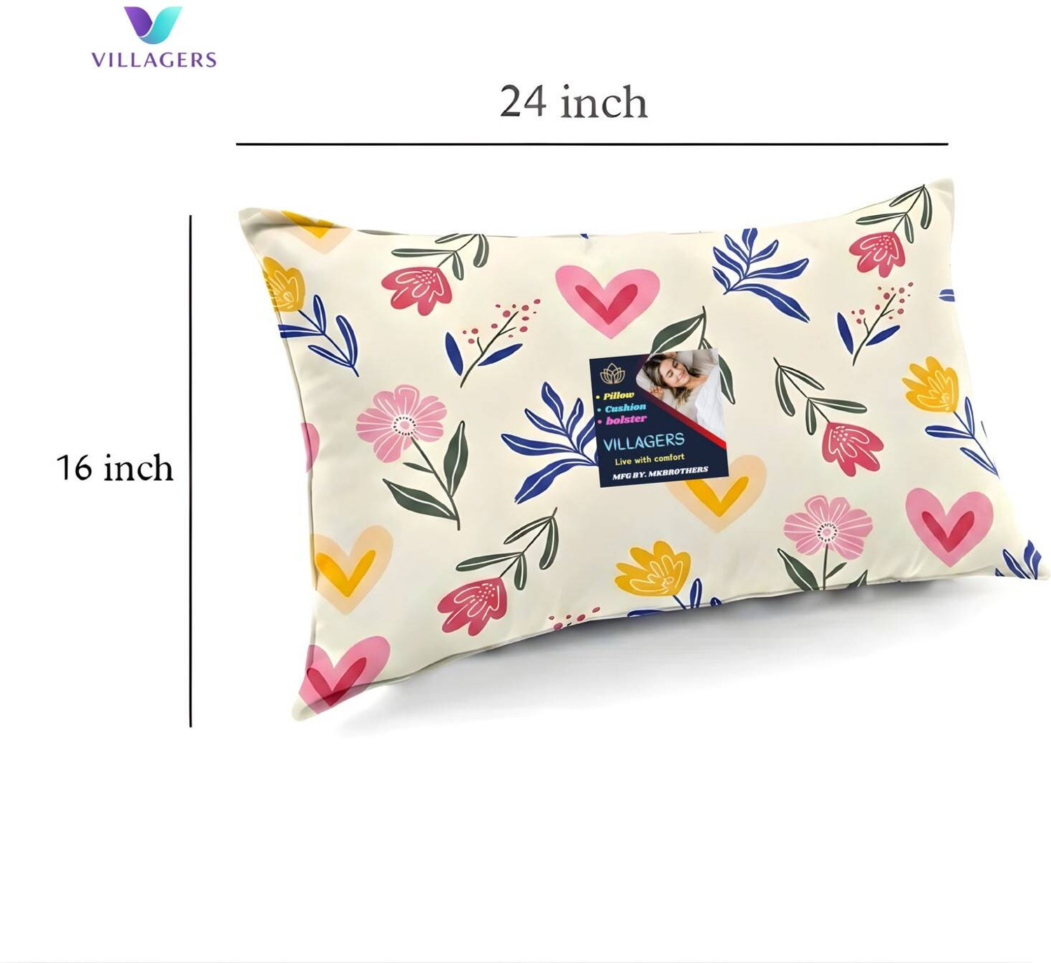 Image of ERANC Microfibre Sleeping Pillow Pack of 4 Floral LUXURY (Multicolor)