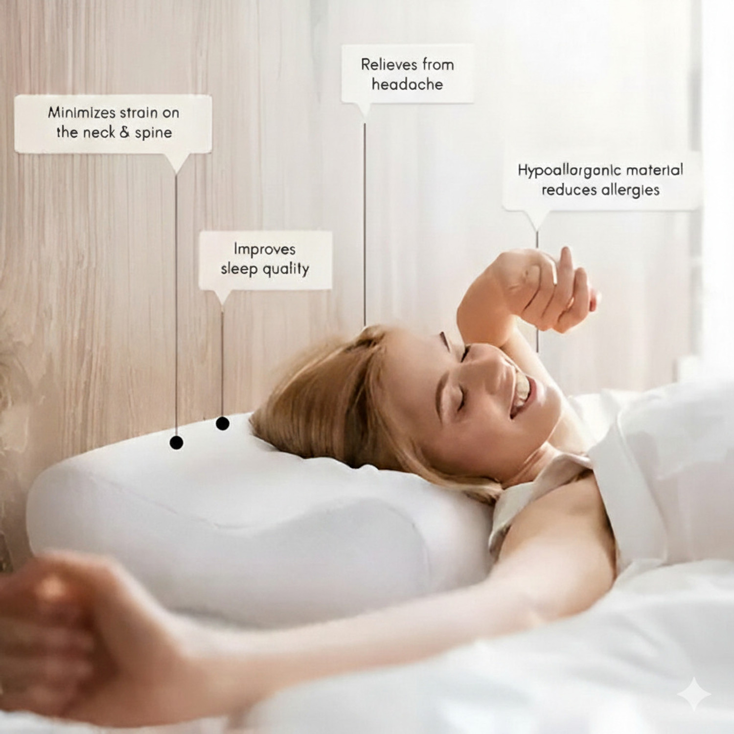 Image of TETAPOSE Memory Foam Sleeping Pillow Pack of 1 Solid
