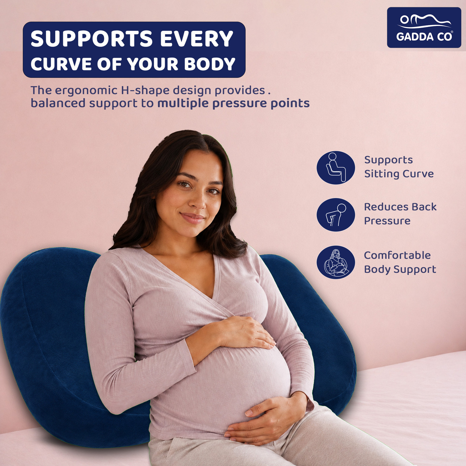 Image of GADDA CO Microfibre Pregnancy Pillow Pack of 1 Solid Adjustable Pillow