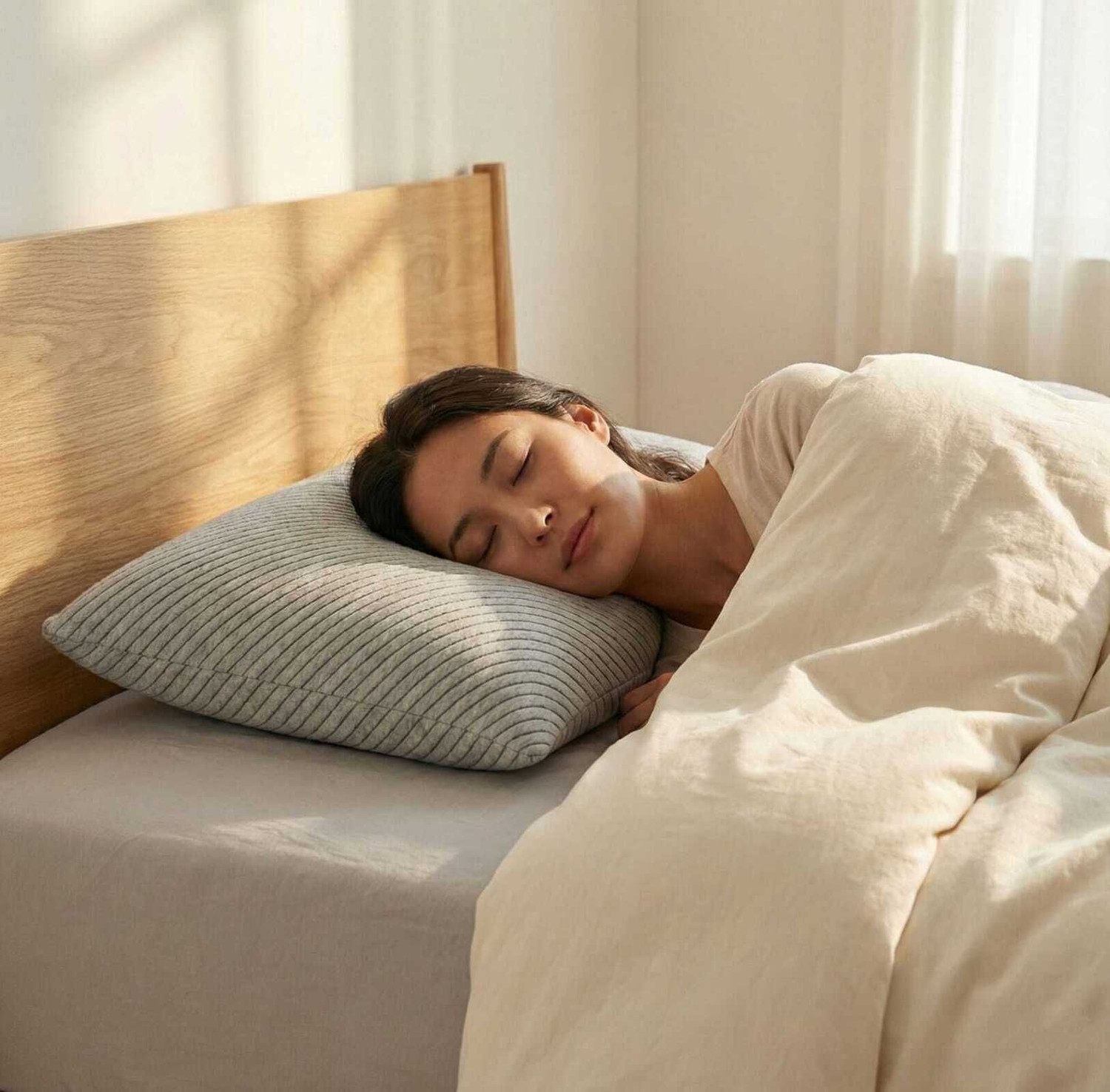 Image of HOMBOX Memory Foam Orthopaedic Pillow Pack of 1 Stripes King Size Memory Foam Pillow