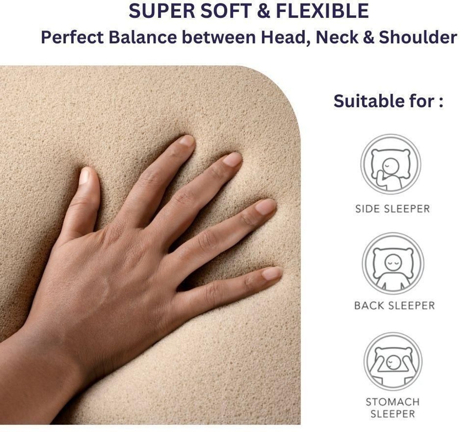 Image of Wakefit Memory Foam Sleeping Pillow Pack of 1 Solid