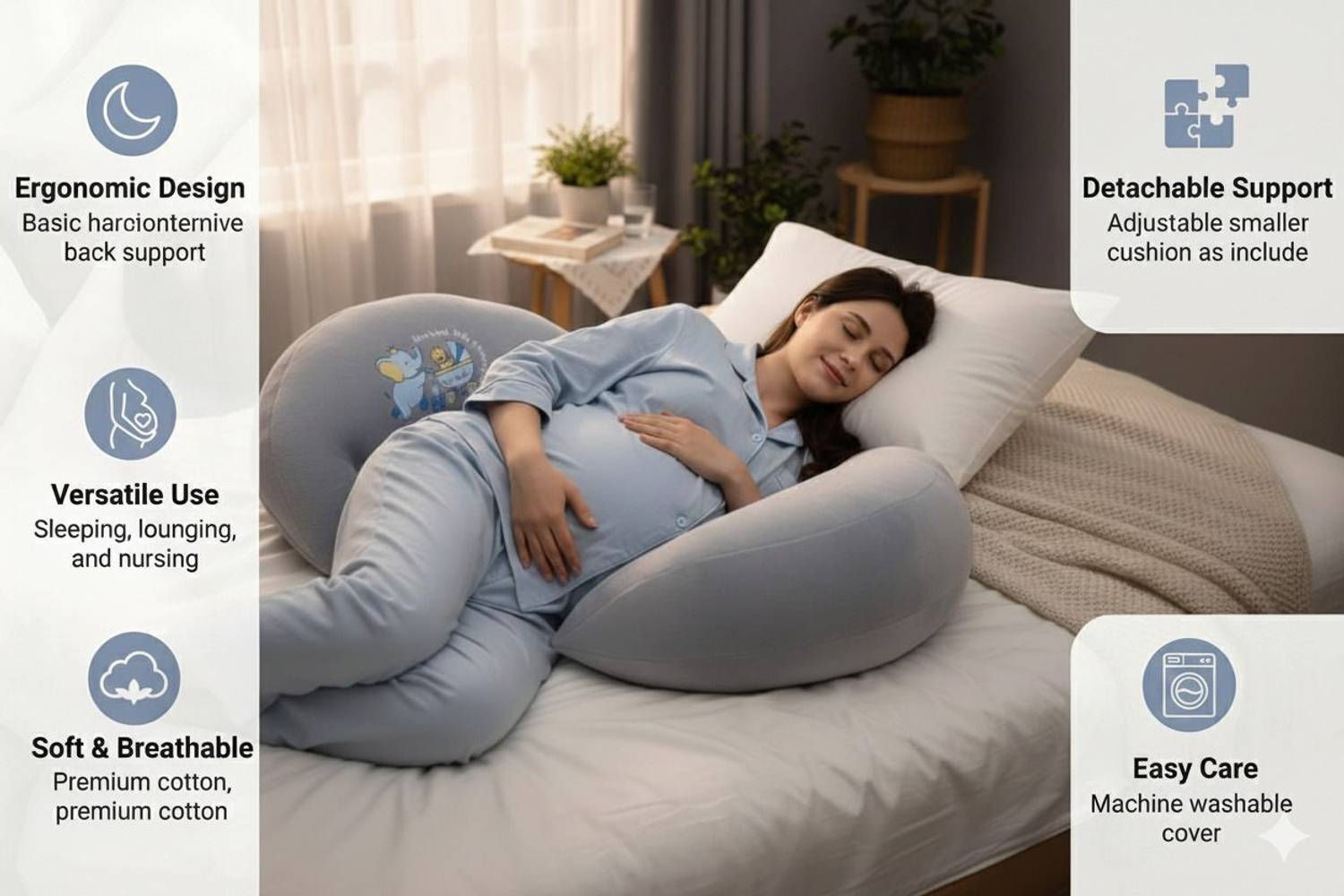 Soham Cotton Pregnancy Pillow Pack of 1 - Image 2