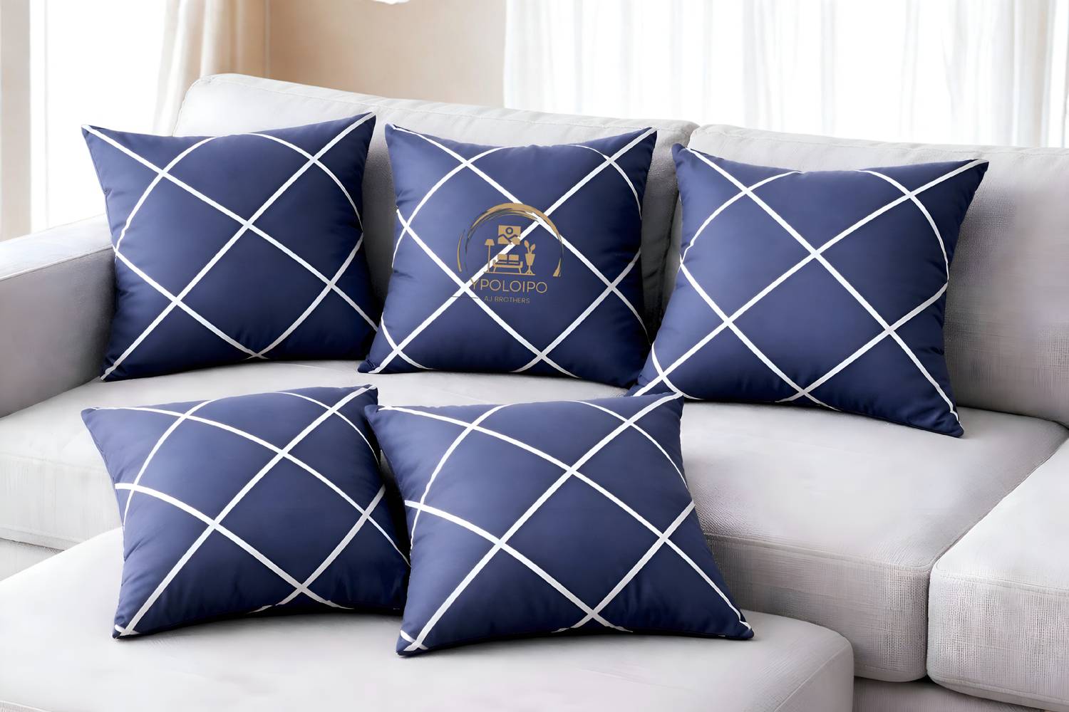 YPOLOIPO Cotton Cushion Pack of 5 Geometric Premium Cushion Set (