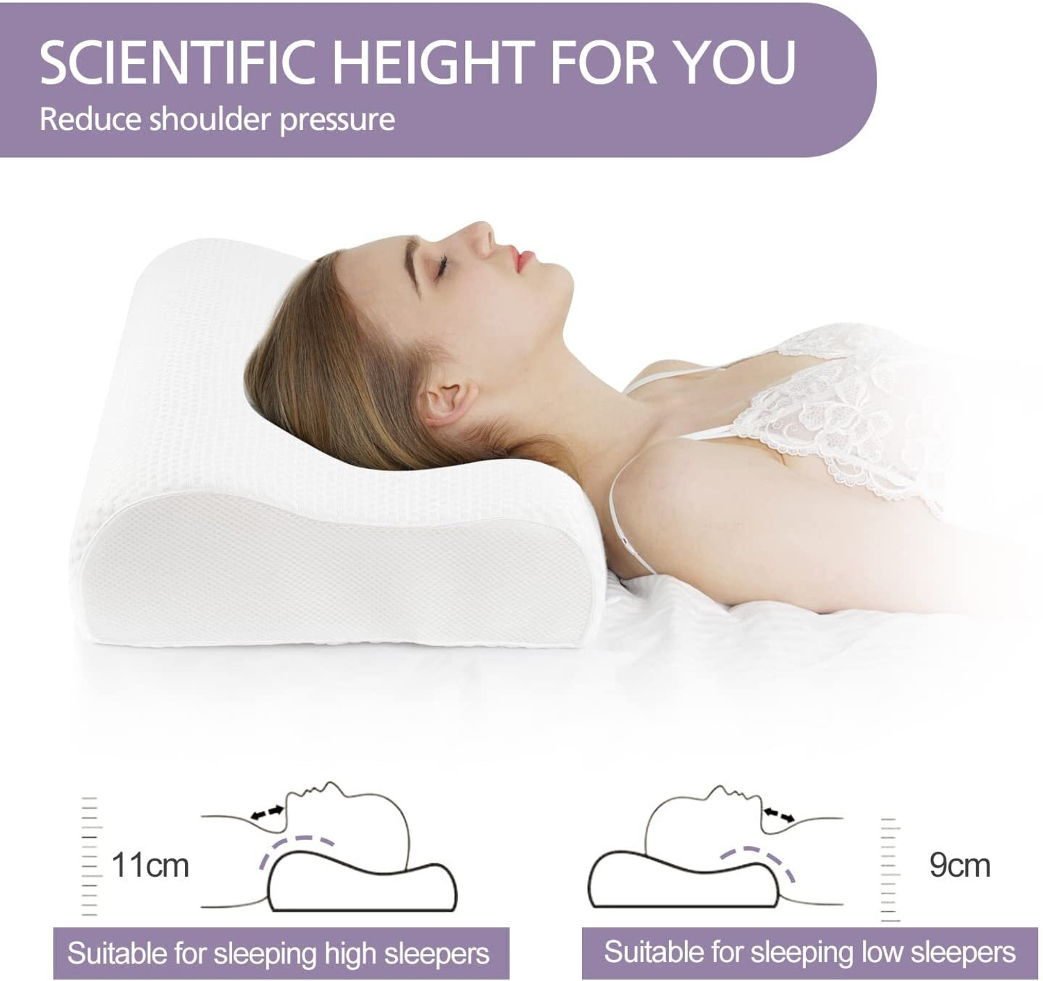 Image of TETAPOSE Memory Foam Sleeping Pillow Pack of 1 Solid
