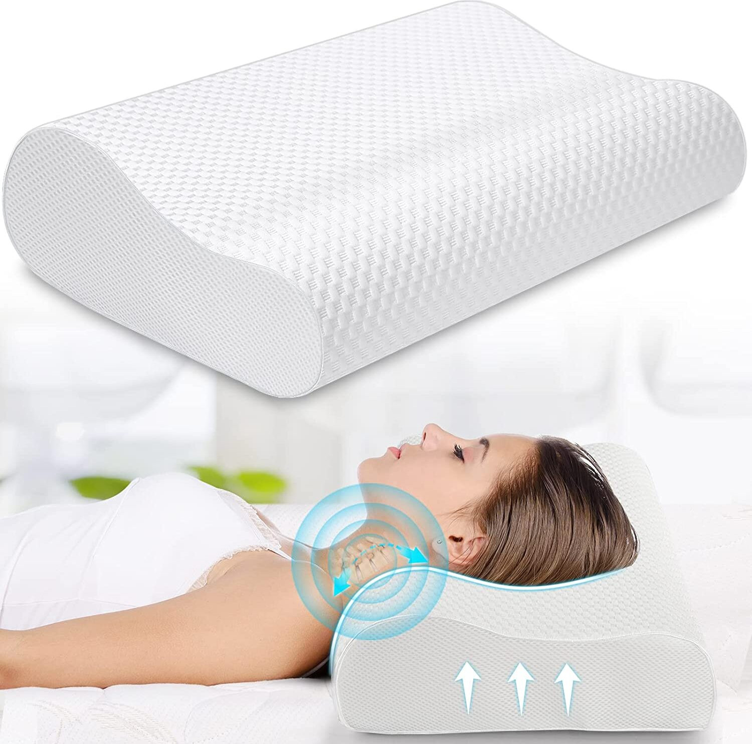 Image of TETAPOSE Memory Foam Sleeping Pillow Pack of 1 Solid