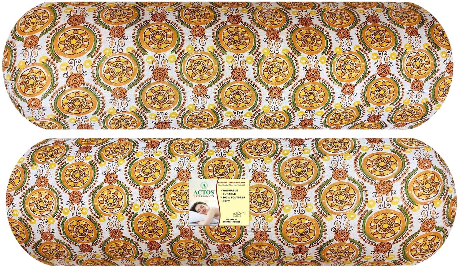ACTOS Microfibre Bolster Pack of 2 Floral Round
