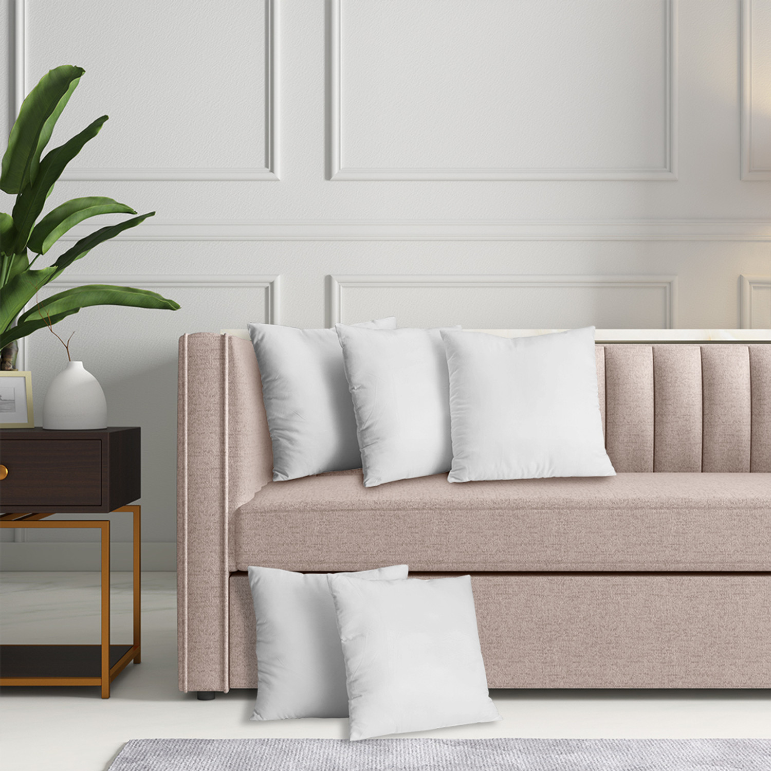 Image of Wakefit Microfibre Cushion Pack of 5 Solid 200 GSM Hollow Fibre Cushion