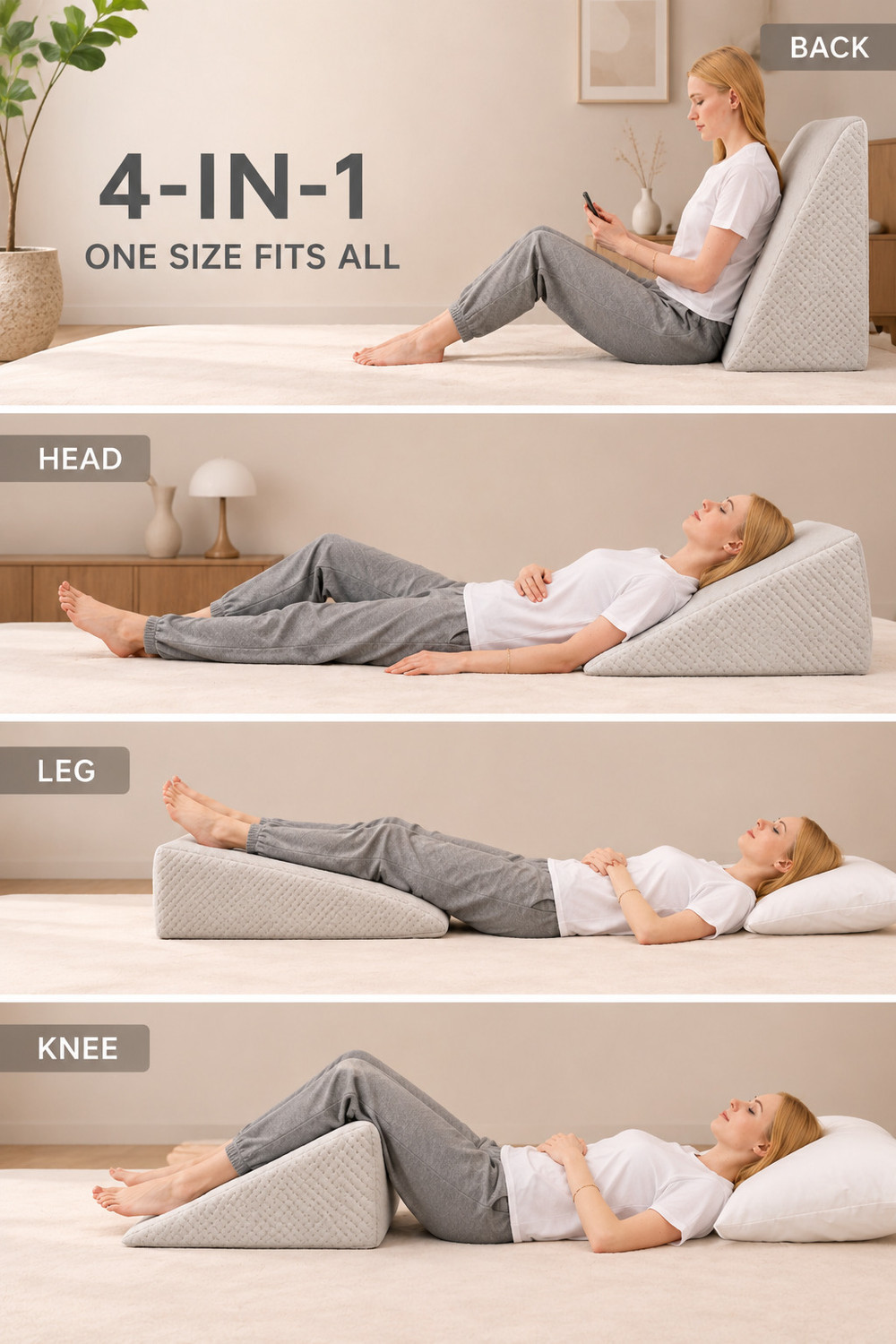 Image of HOMBOX Foam Orthopaedic Pillow Pack of 1 Solid Bed Wedge Pillow Doted Grey