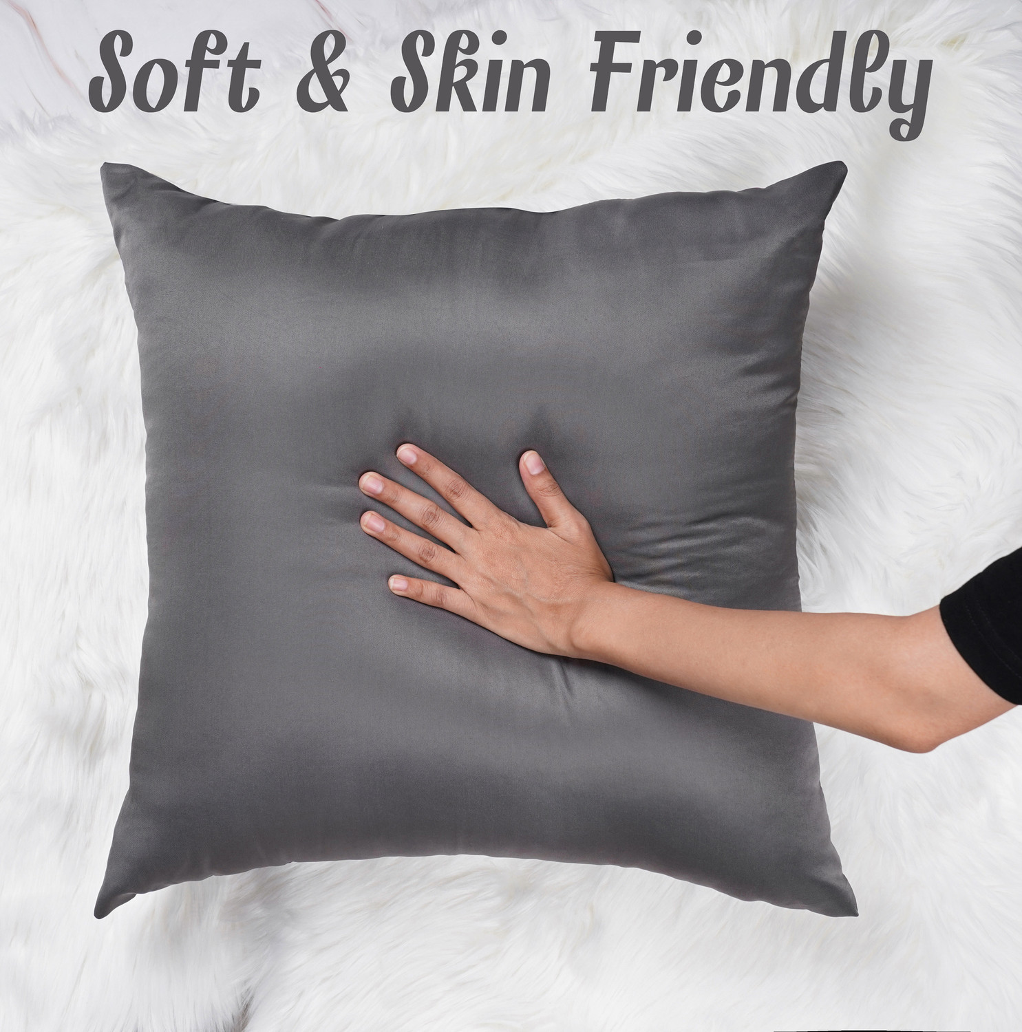 Image of VLYSIUM Polyester Fibre Cushion Pack of 2 Solid cushion 22*22 inch cushion fillers for sofa pillow (55x55 cm)