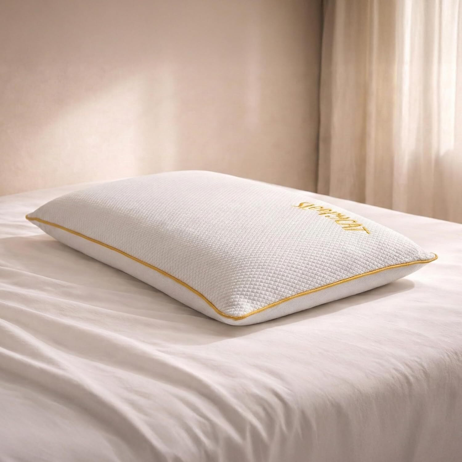 Image of SleepyCat Memory Foam Orthopaedic Pillow Pack of 4 Solid Contour Bamboo Fabric