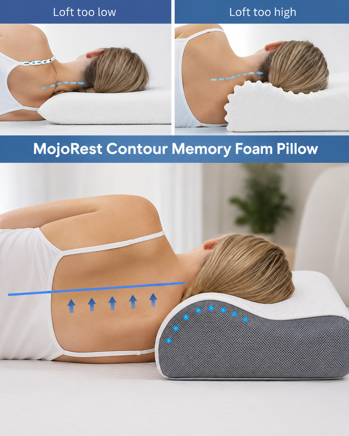 Image of araami Memory Foam Orthopaedic Pillow Pack of 1 Solid ORTHOPEDIC Solid Sleeping