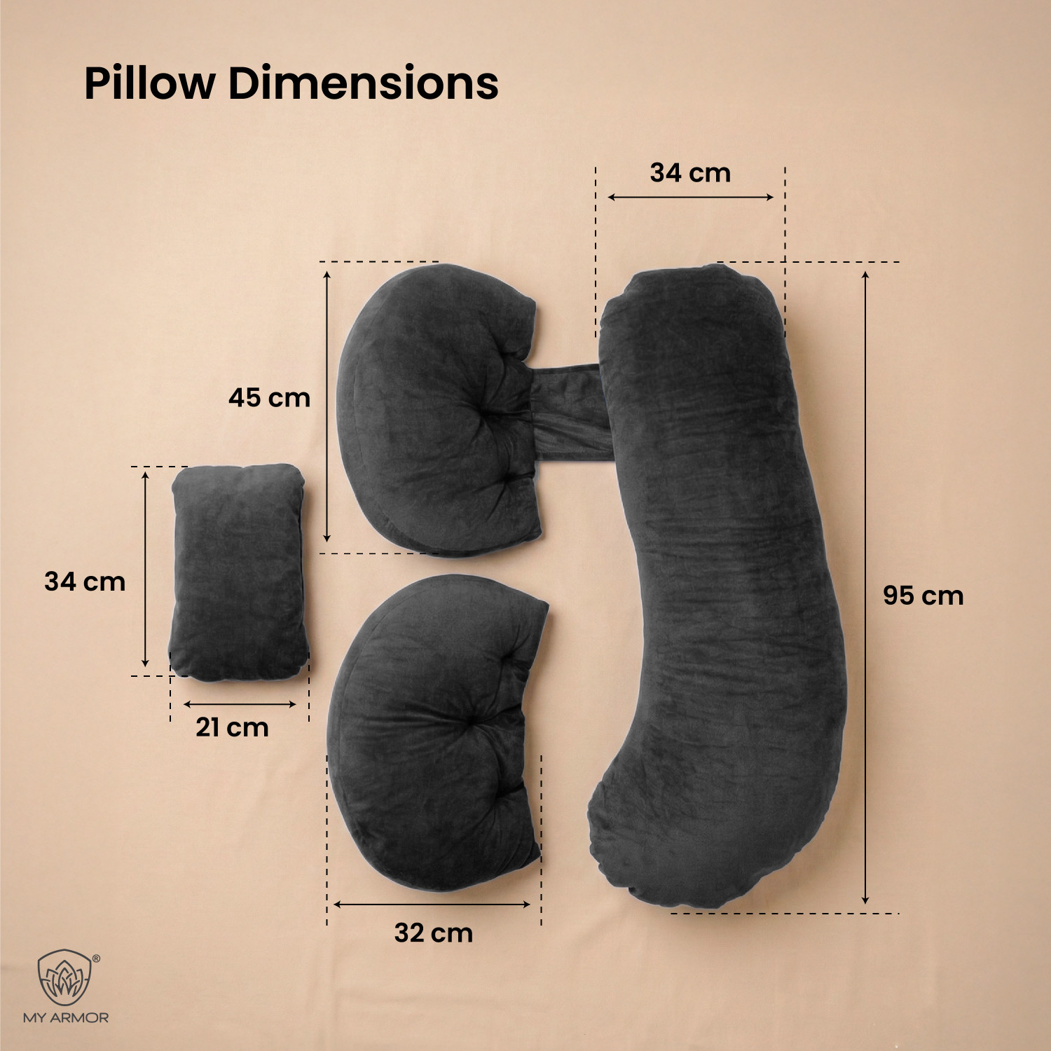 Image of MY ARMOR Microfibre Pregnancy Pillow Pack of 1 Solid Full Body Pregnancy Pillow for Back, Belly, Hips and Leg Support, Maternity Set