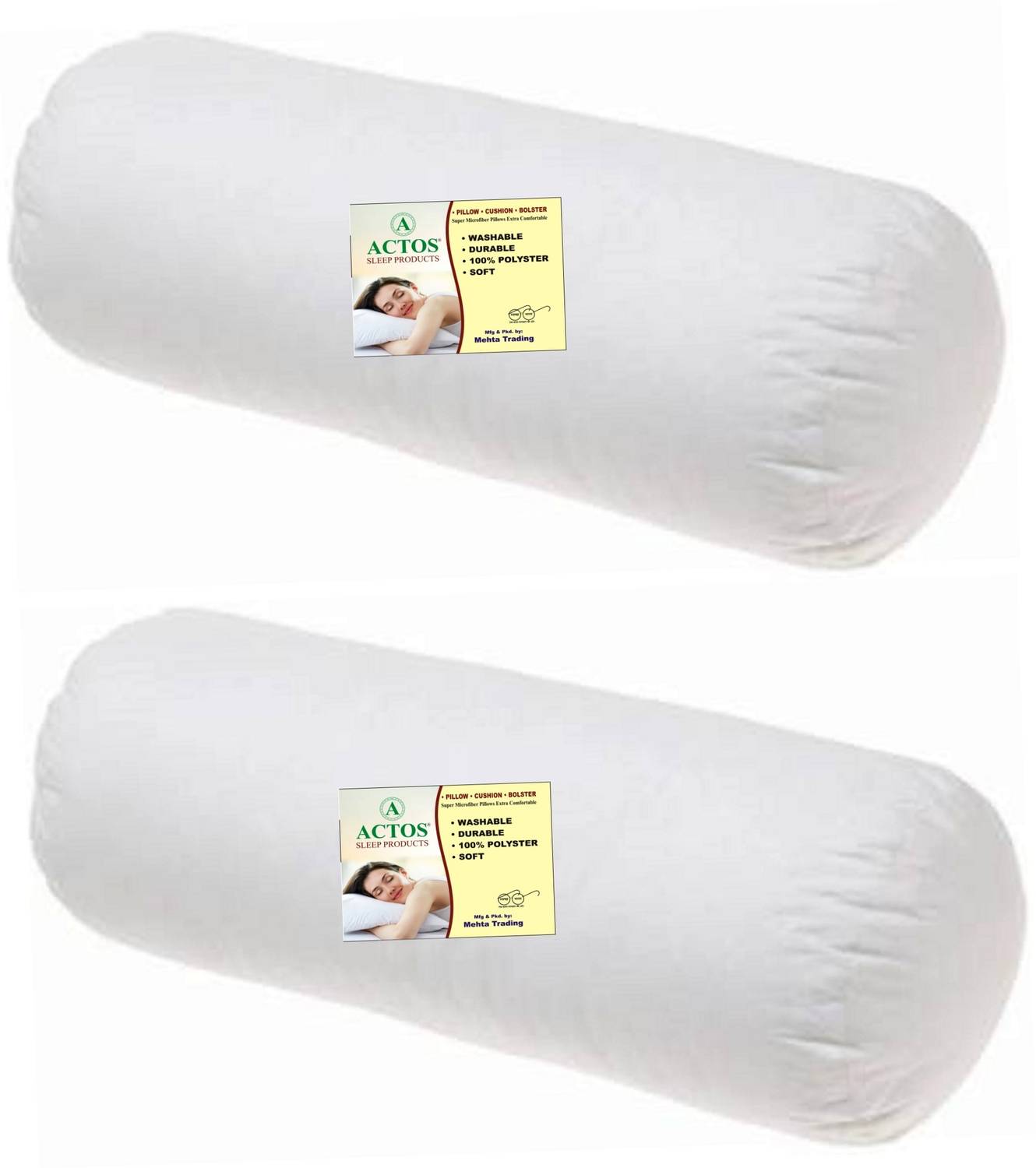 ACTOS Microfibre Bolster Pack of 2 Solid