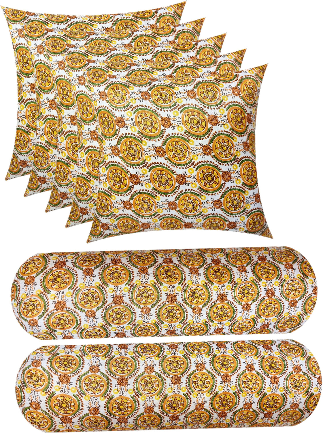 Image of Changers Combo Set of 5 Cushion And 2 Bolster Microfibre Floral Sleeping Pillow Pack of 7