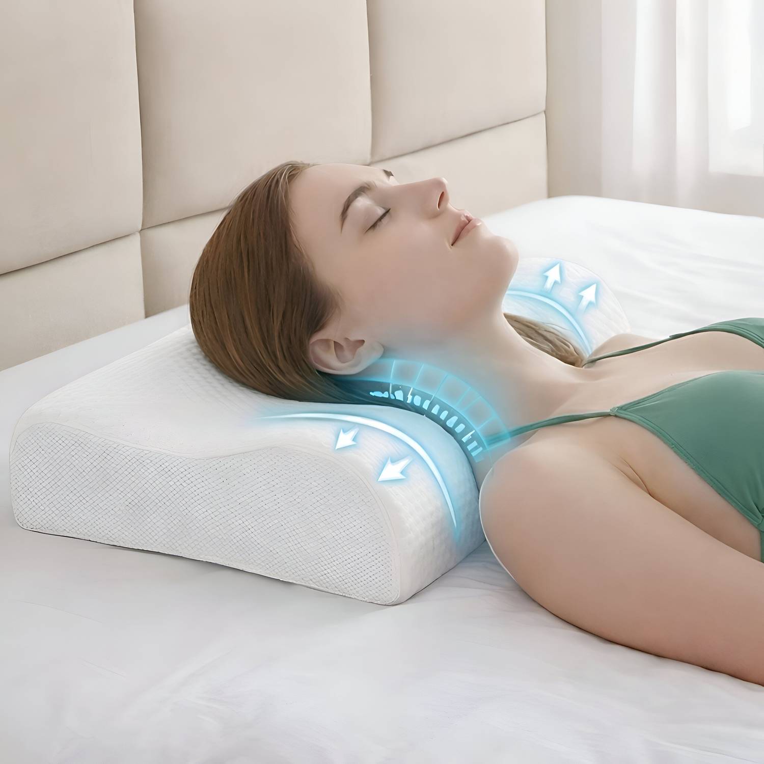AD-RML Memory Foam Orthopaedic Pillow Pack of 1 Solid Ergonomic Cervical Contour Pillow with Advanced Neck and Spine Support Design