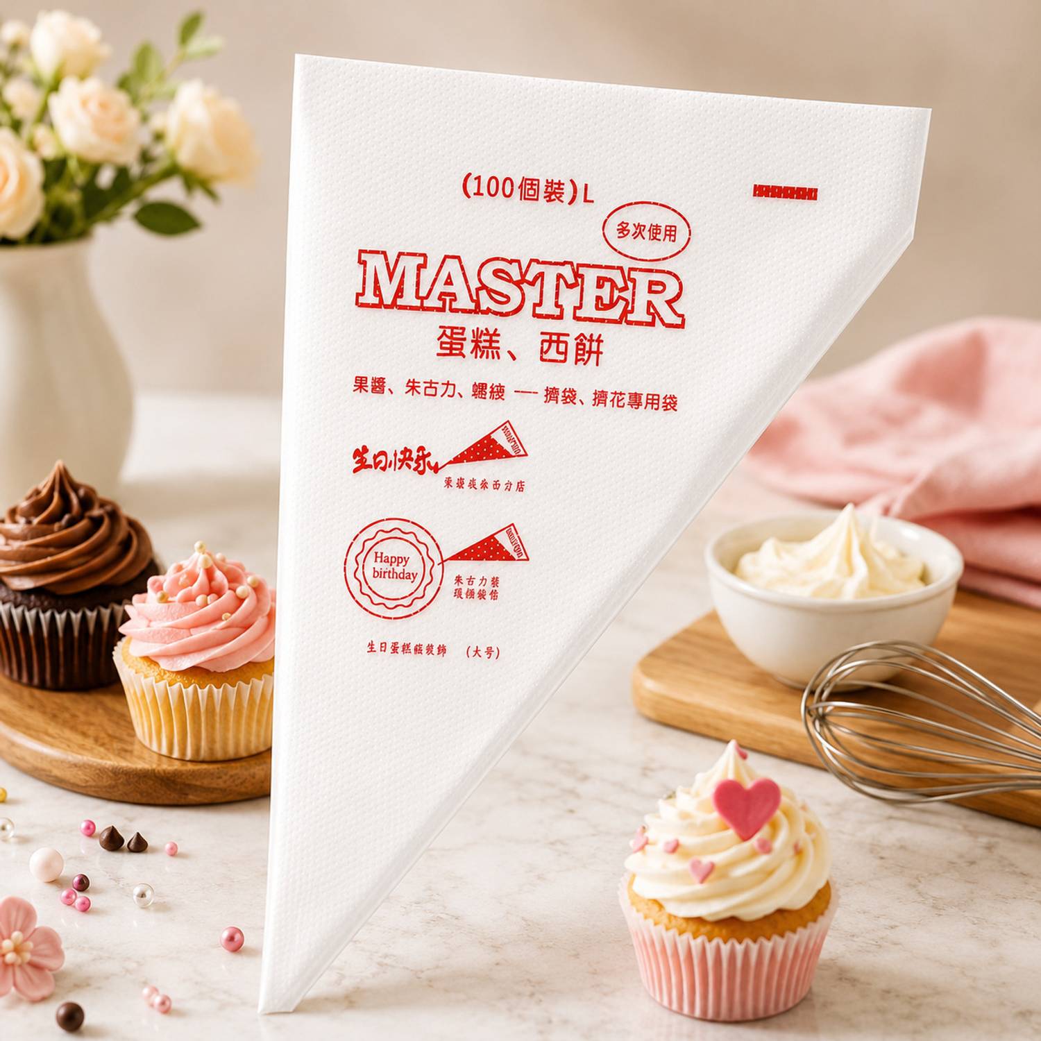 ALAMDAAR Disposable Piping Bags for Cake Decoration, Food Grade Icing Bags Pack Disposable Piping Bag
