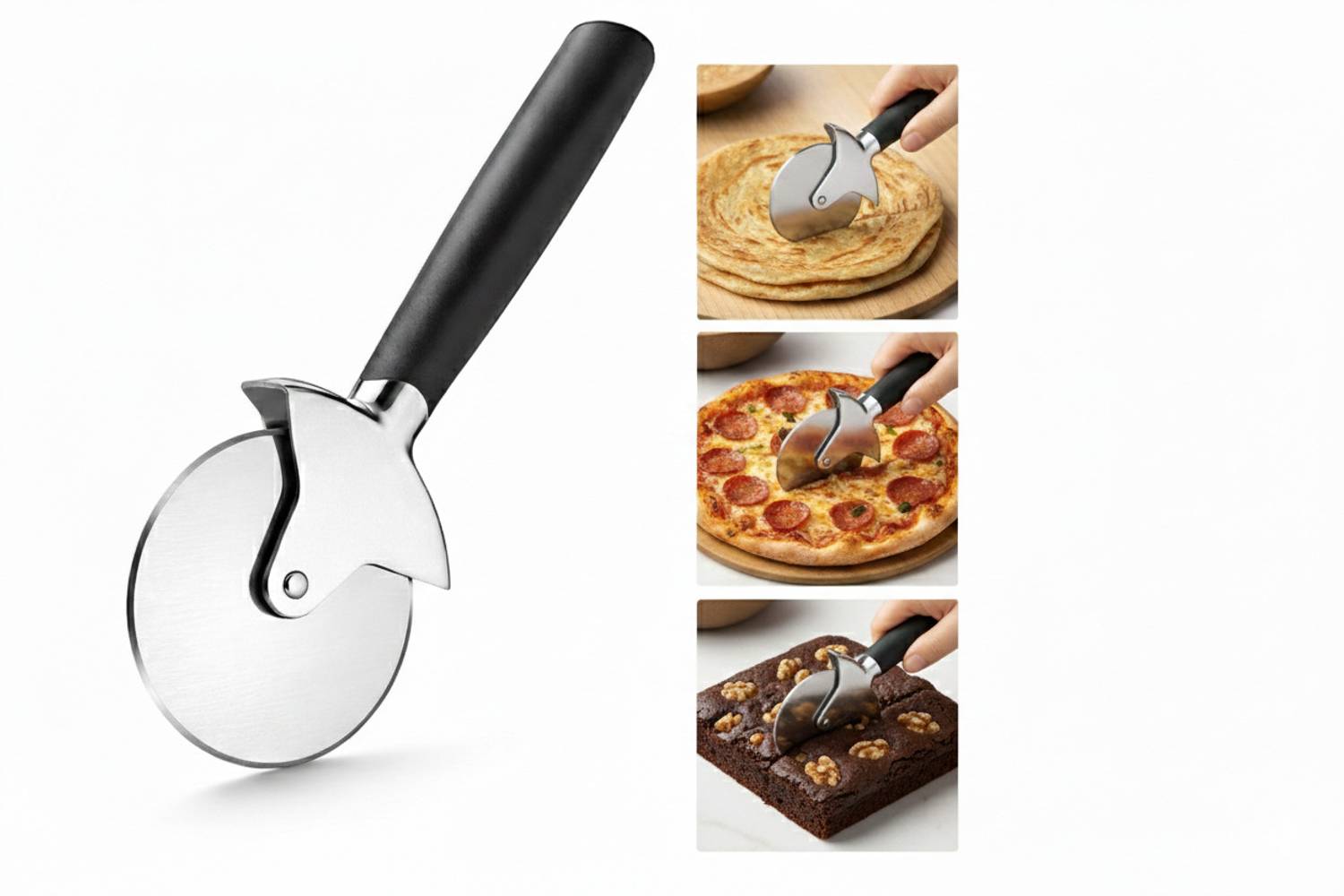Klick N Shop Pizza Cutter Wheel Stainless Steel with Ergonomic Handle for Pizza & Pastry Wheel Pizza Cutter — Kitchen Tools & Gadgets