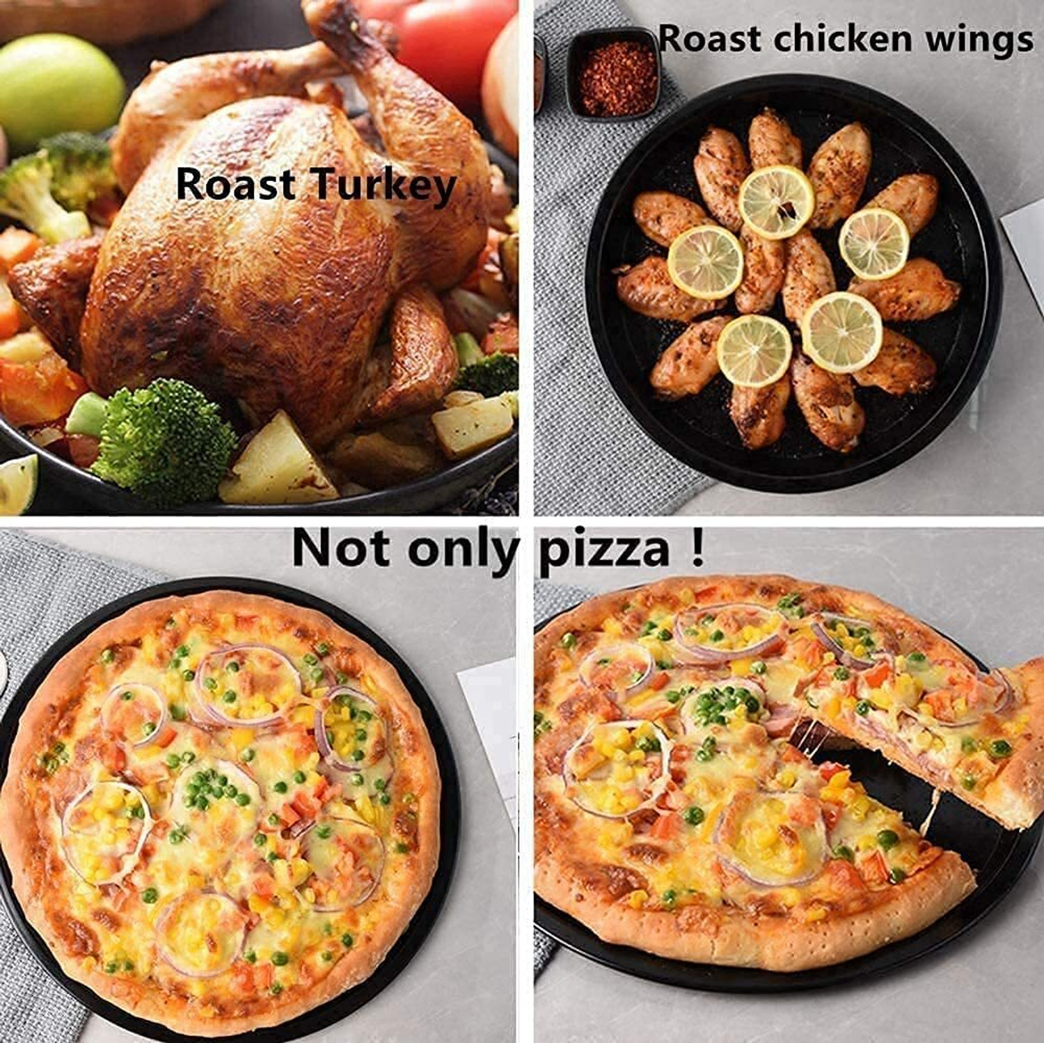 Image of yorten Pizza pan Non-Stick for Oven Microwave Convection OTG Carbon Steel Pizza Maker