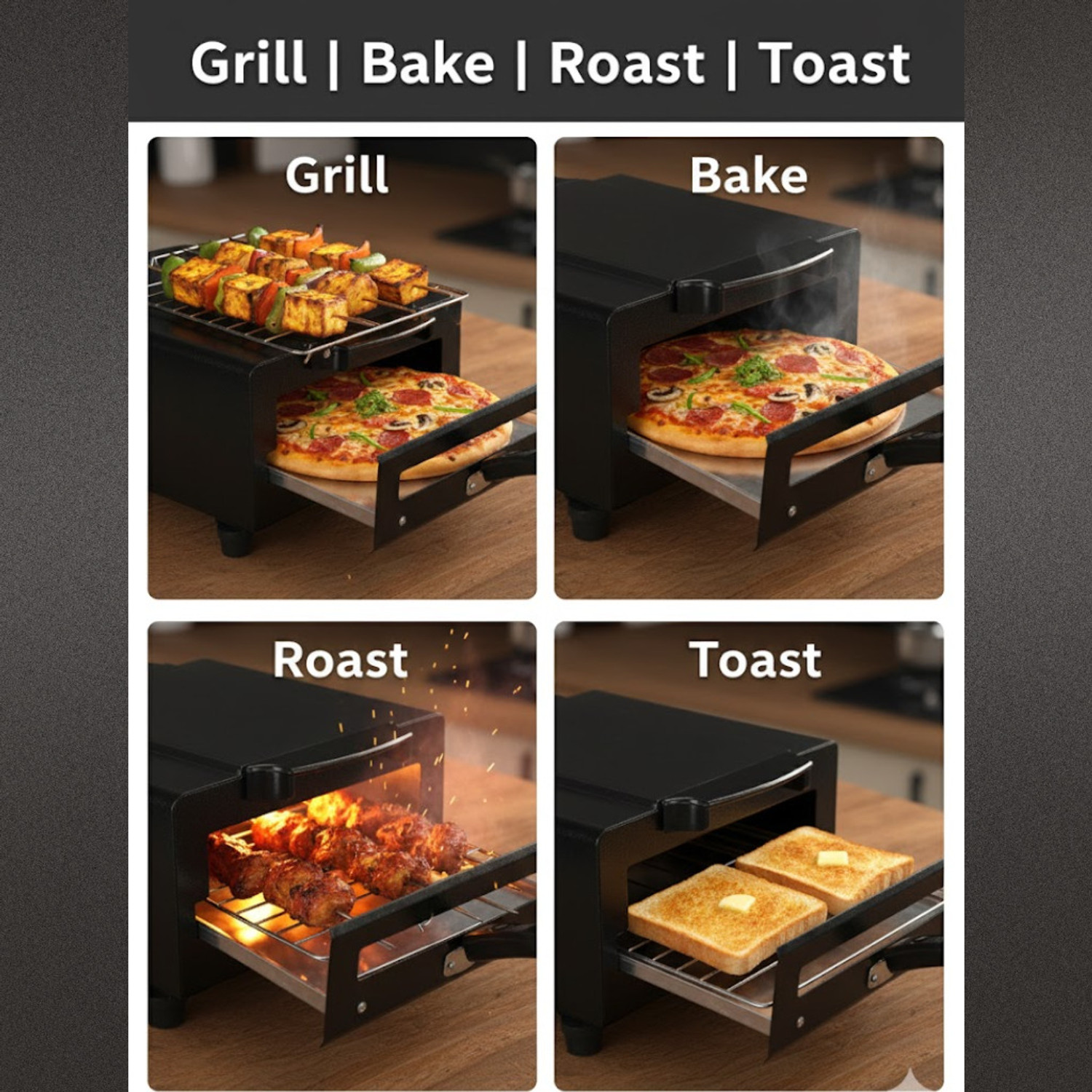 Image of Hot Grill Countertop Electric Pizza Oven 10 Inch 1500W Home Kitchen Baking Oven Pizza Maker
