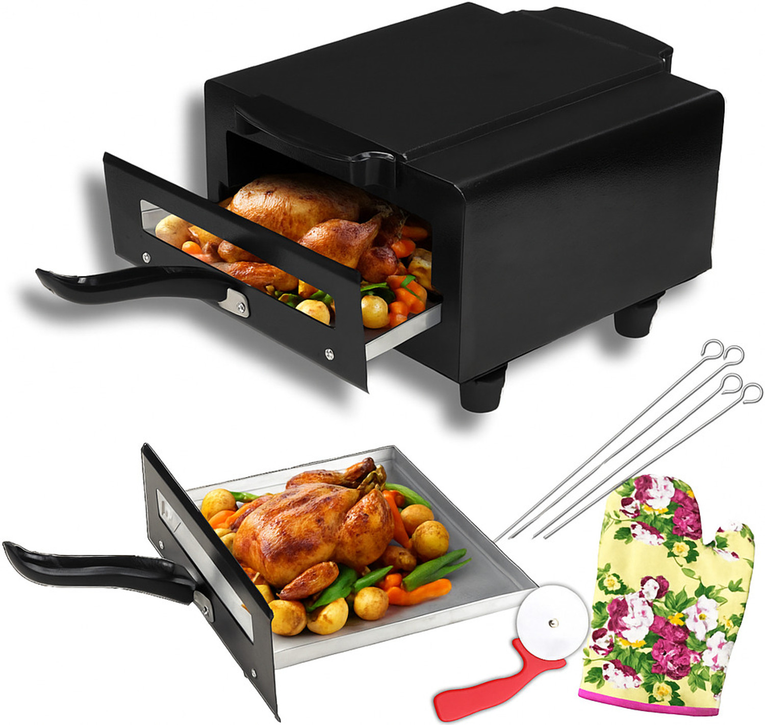 Image of WELLBERG 1500W Grill Oven for Home | Multi-Function Toaster for Tikka Pizza Paratha Snack Electric Tandoor