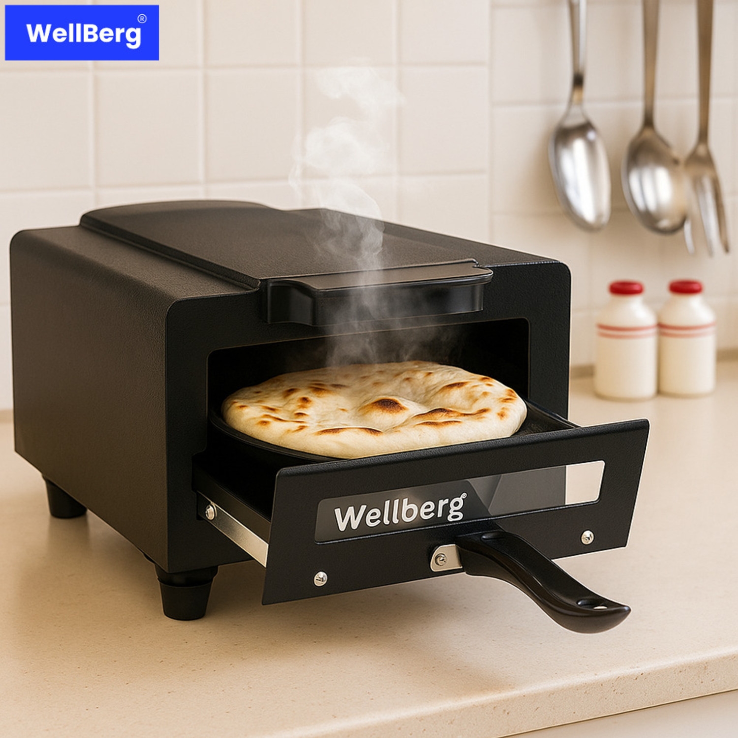 Image of WELLBERG 1500W Grill Oven for Home | Multi-Function Toaster for Tikka Pizza Paratha Snack Electric Tandoor