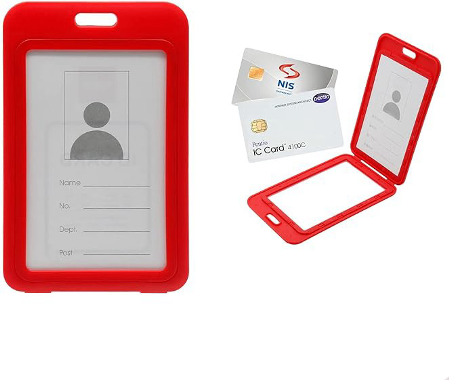 Image of JSMSH Plastic ID for Office and School use Locking Style Vertical (red Color) Place Card Holder