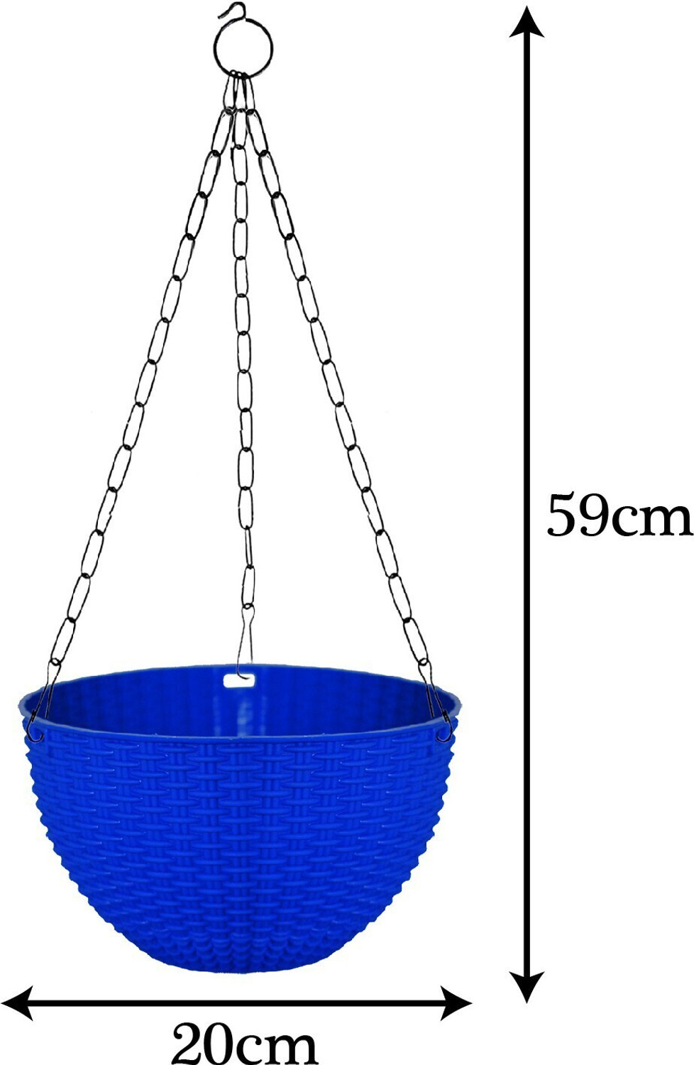 Image of KUBER INDUSTRIES Plastic Hanging Flower Pot For Balcony & Railing Set Of 3 (Blue) Plant Container Set