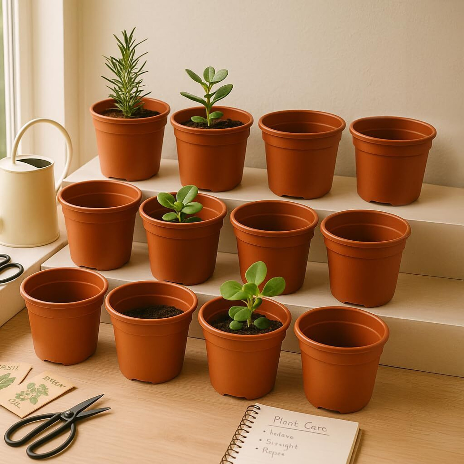 Image of UGAOO UV Treated Gardening Pots for Indoor & Outdoor Plants- 8 inch Set of 12 Plant Container Set