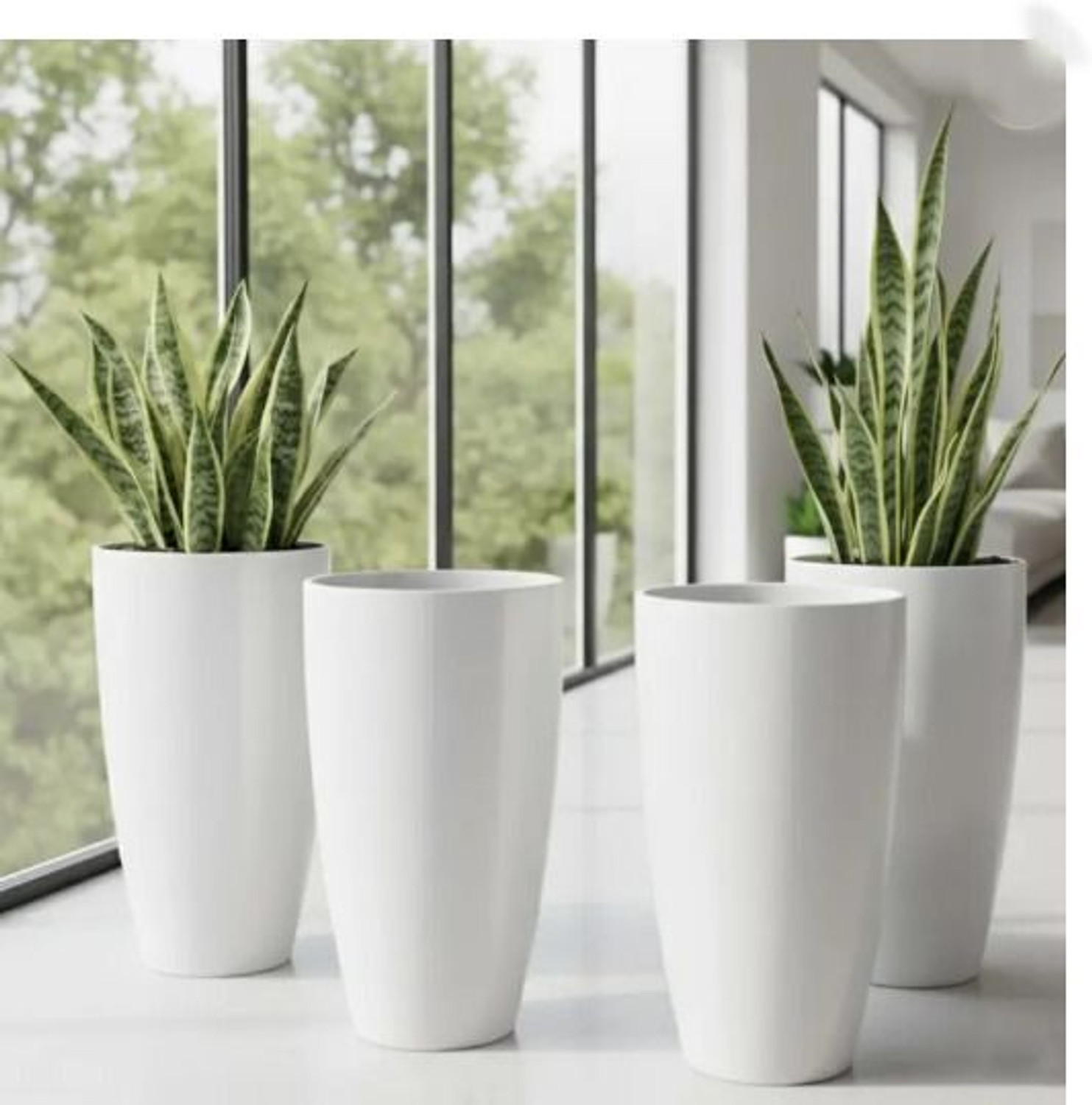 Image of PlantiQue Plastic Tower Pot 14 inch Flower Pots for Home, Office and Garden Balcony Plant Container Set