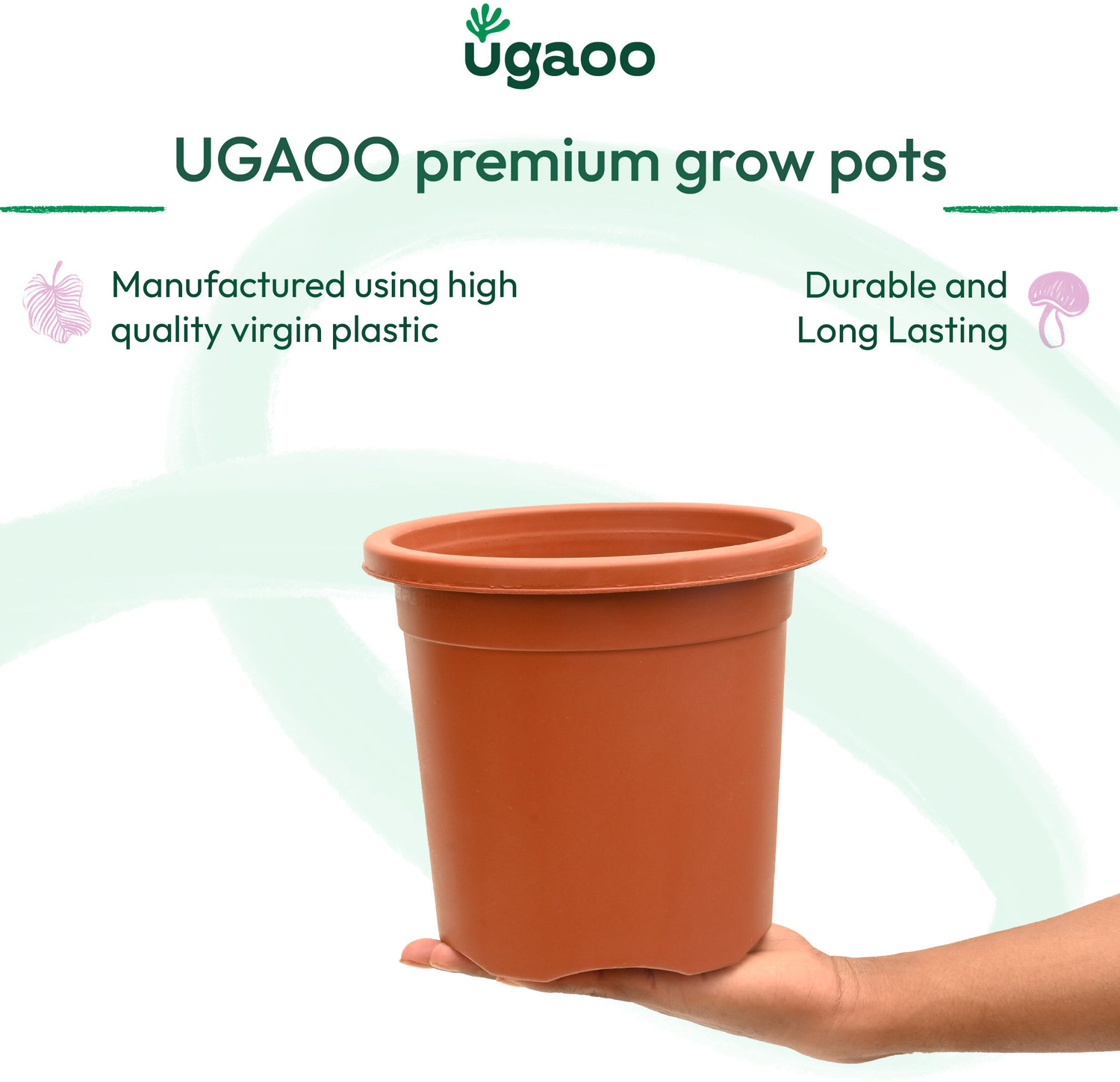 Image of UGAOO UV Treated Gardening Pots for Indoor & Outdoor Plants (8 inch Set of 6) Plant Container Set