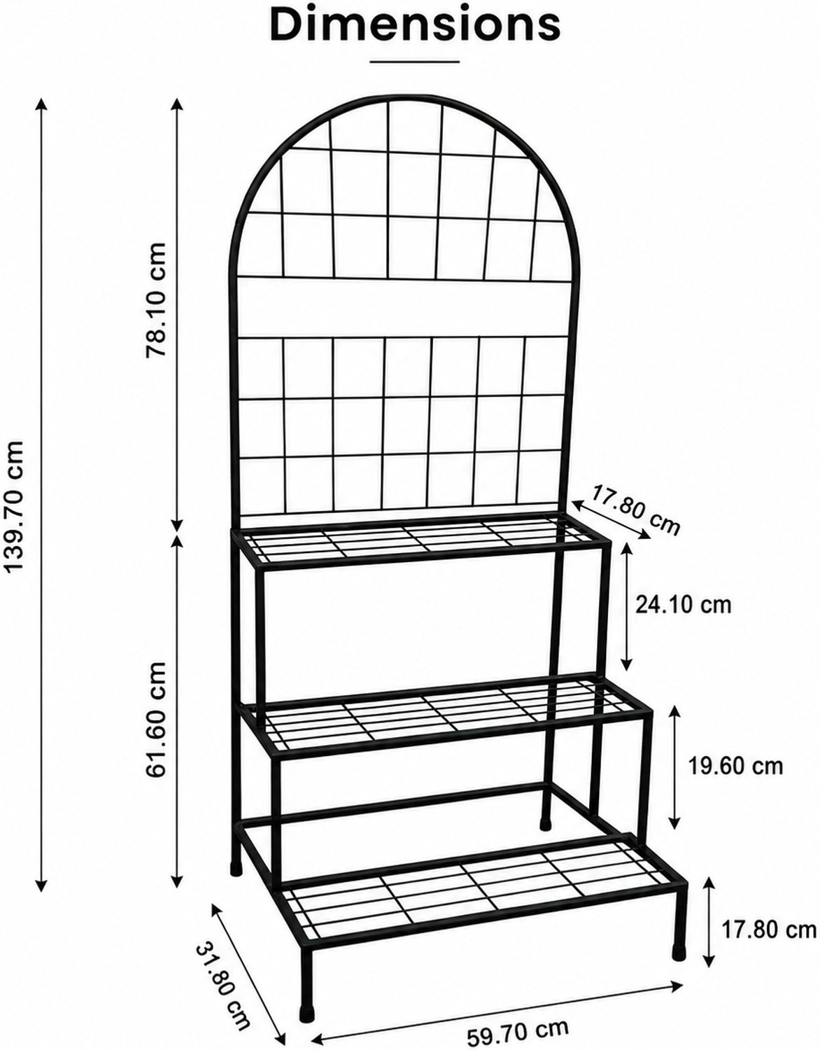 Image of Family Homes 4 Tier Heavy Duty Metal Plant Stand For Living Room Plant Container Set