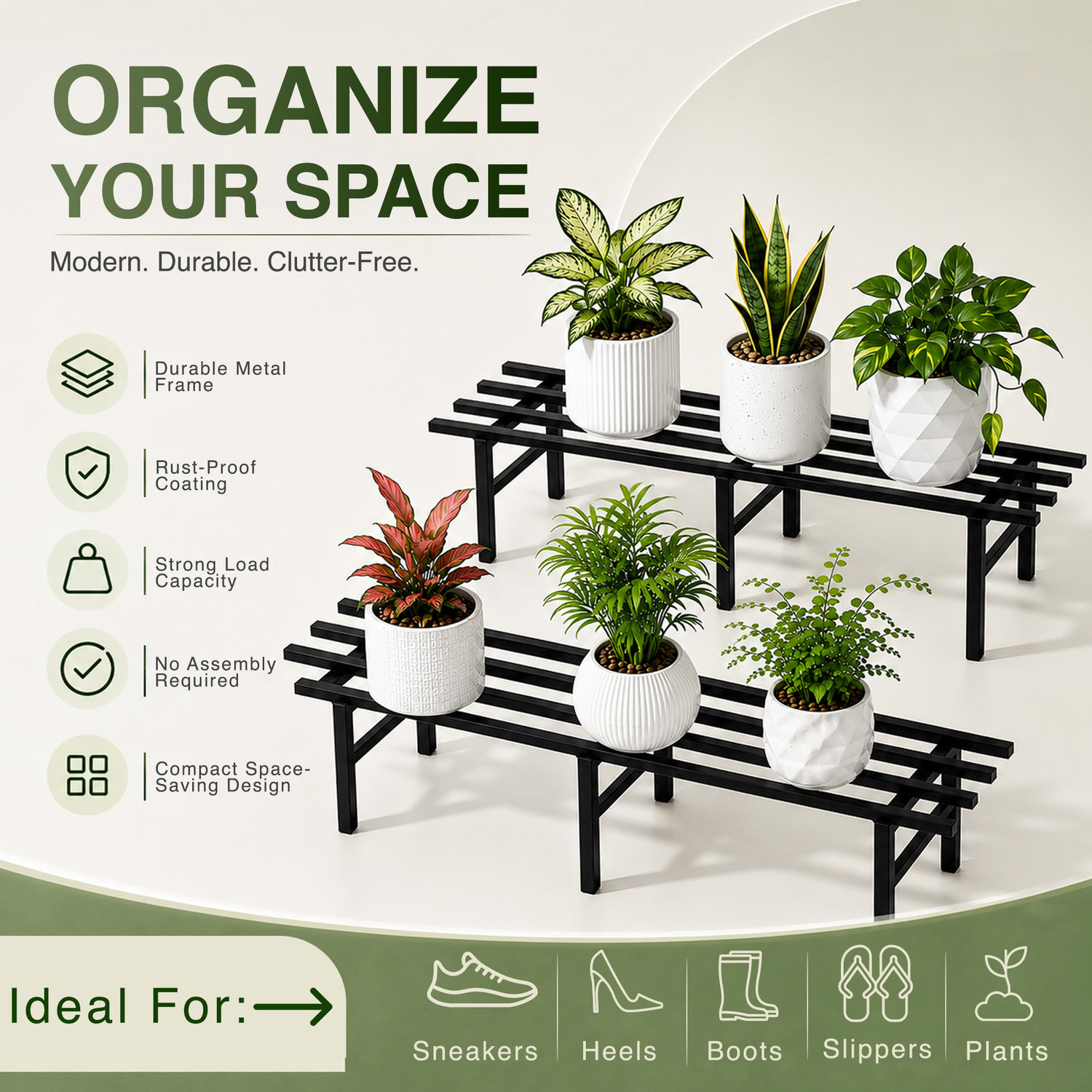 Image of GADDA CO Heavy Duty Plant Stand | Premium Quality | Set of 2 Plant Container Set
