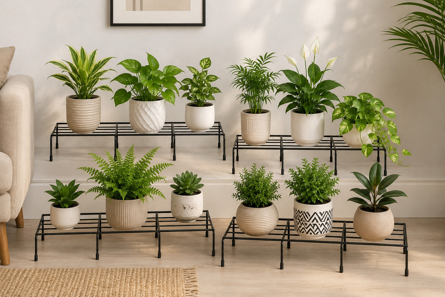 Image of Tarnish Anti Rust Metal Plant Pot Stand for Balcony| Decorative Planter stands Plant Container Set